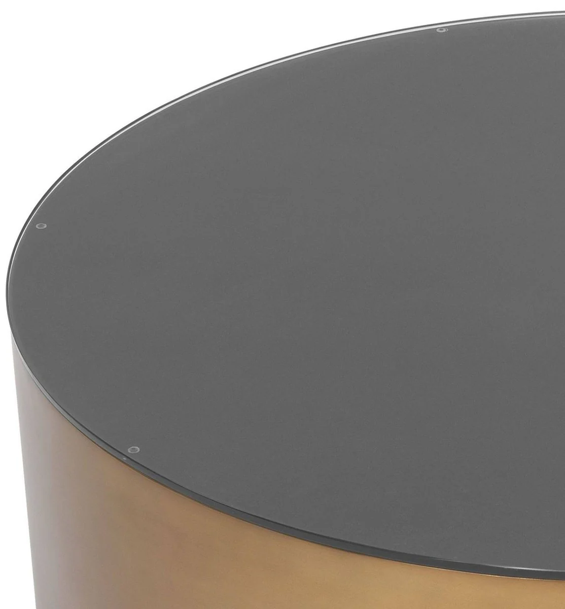 Luxury coffee table antique brass color Ø 100 x H. 41 cm - Round steel living room table with glass top - Living room furniture - Luxury furniture