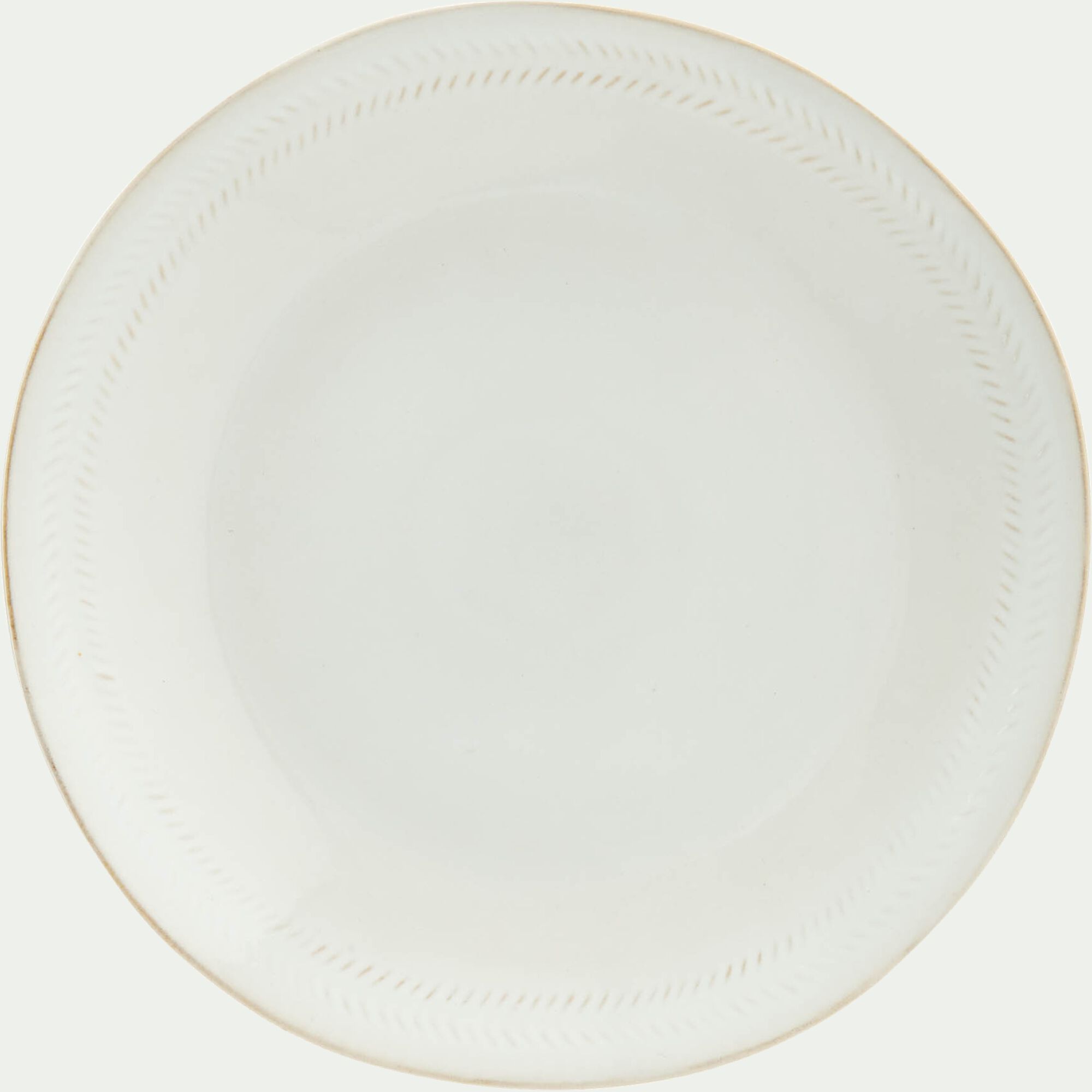 SPIGA - Assiette plate en grès avec liseré beige D28cm - blanc ventoux