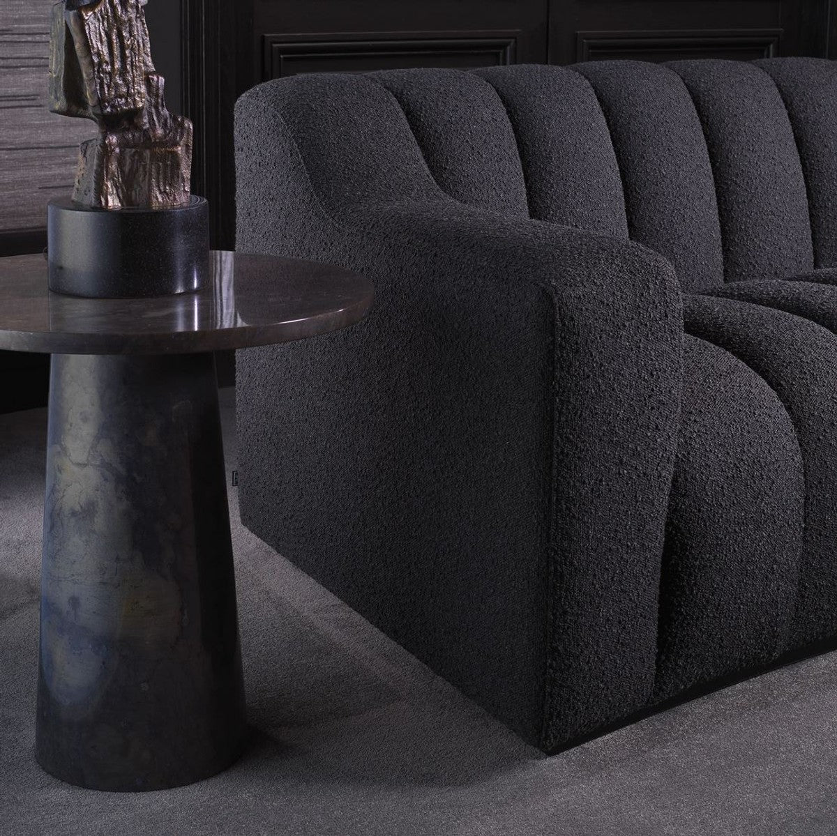Luxury marble side table gray Ø 55 x H. 57 cm - Round table made of high-quality marble - Marble furniture - Luxury furniture - Luxury quality