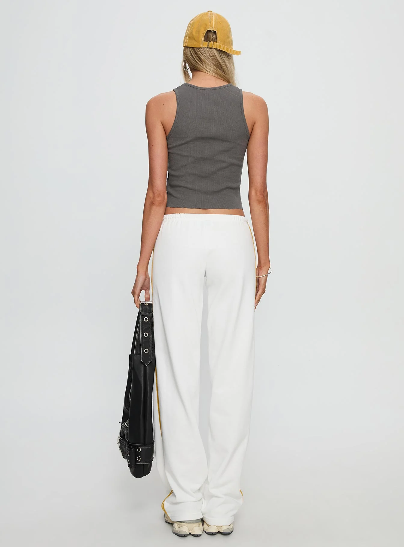 Elation Low Rise Straight Leg Track Pant White