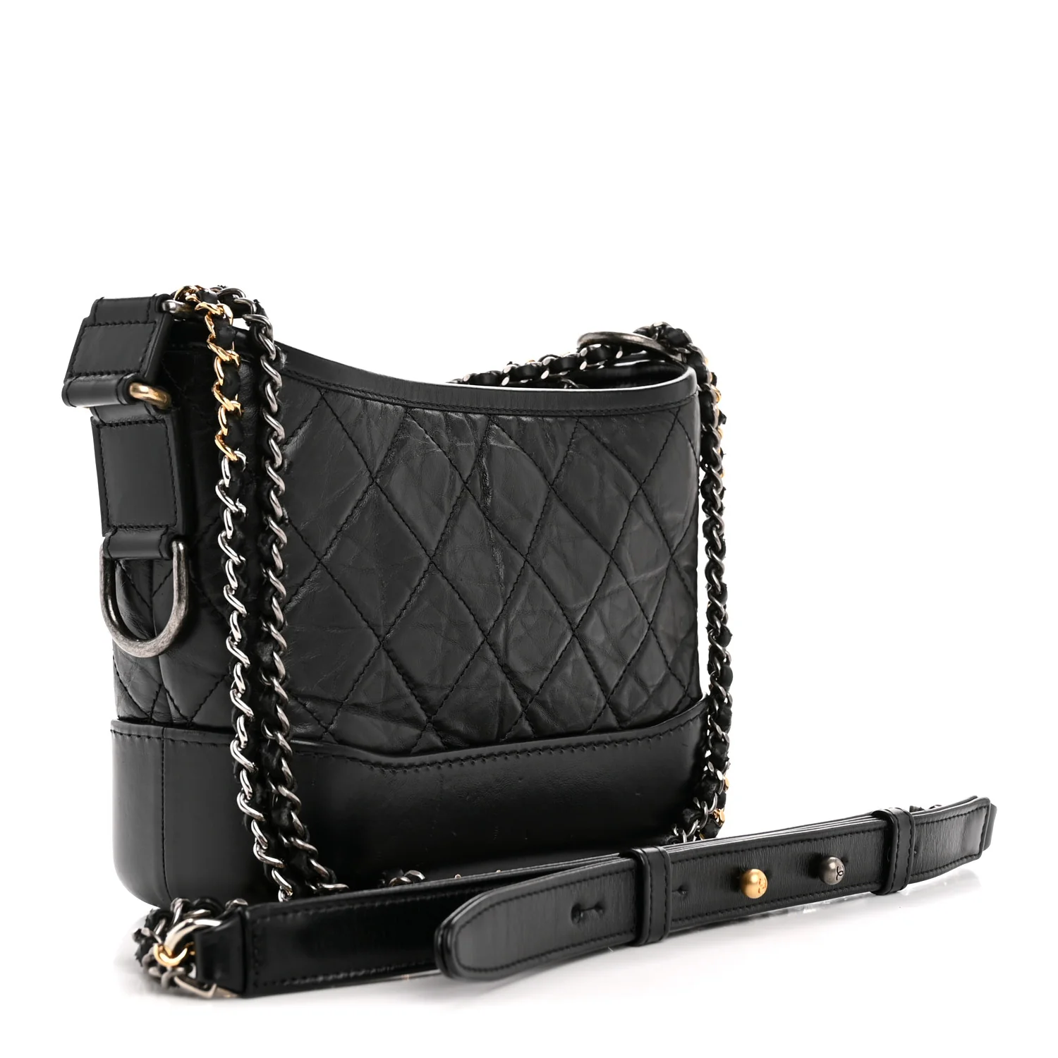 Aged Calfskin Quilted Small Gabrielle Hobo Black - Top Club