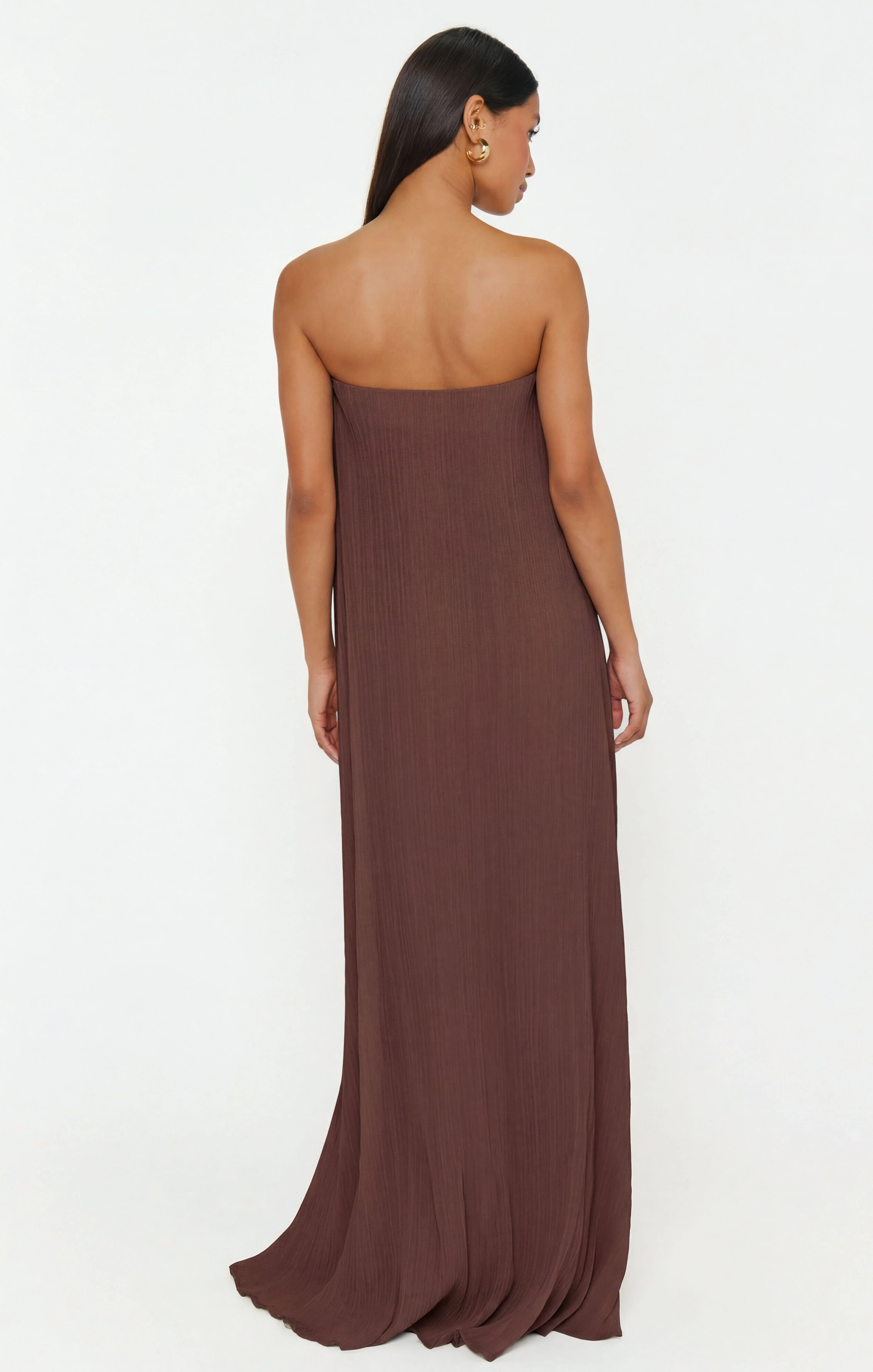 Athena Maxi Dress ~ Chocolate Pleated Chiffon