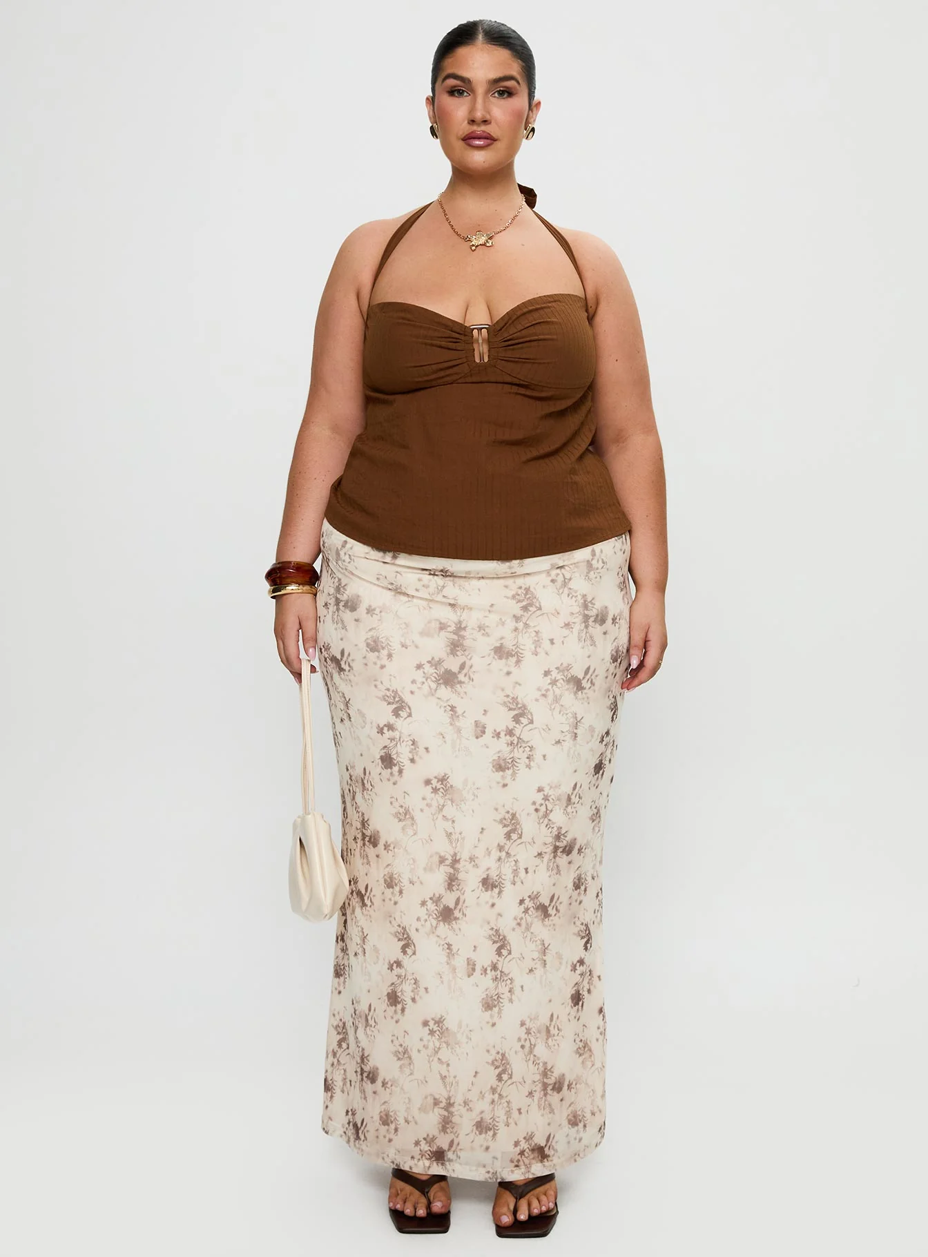 Isabetta Halter Top Chocolate Curve