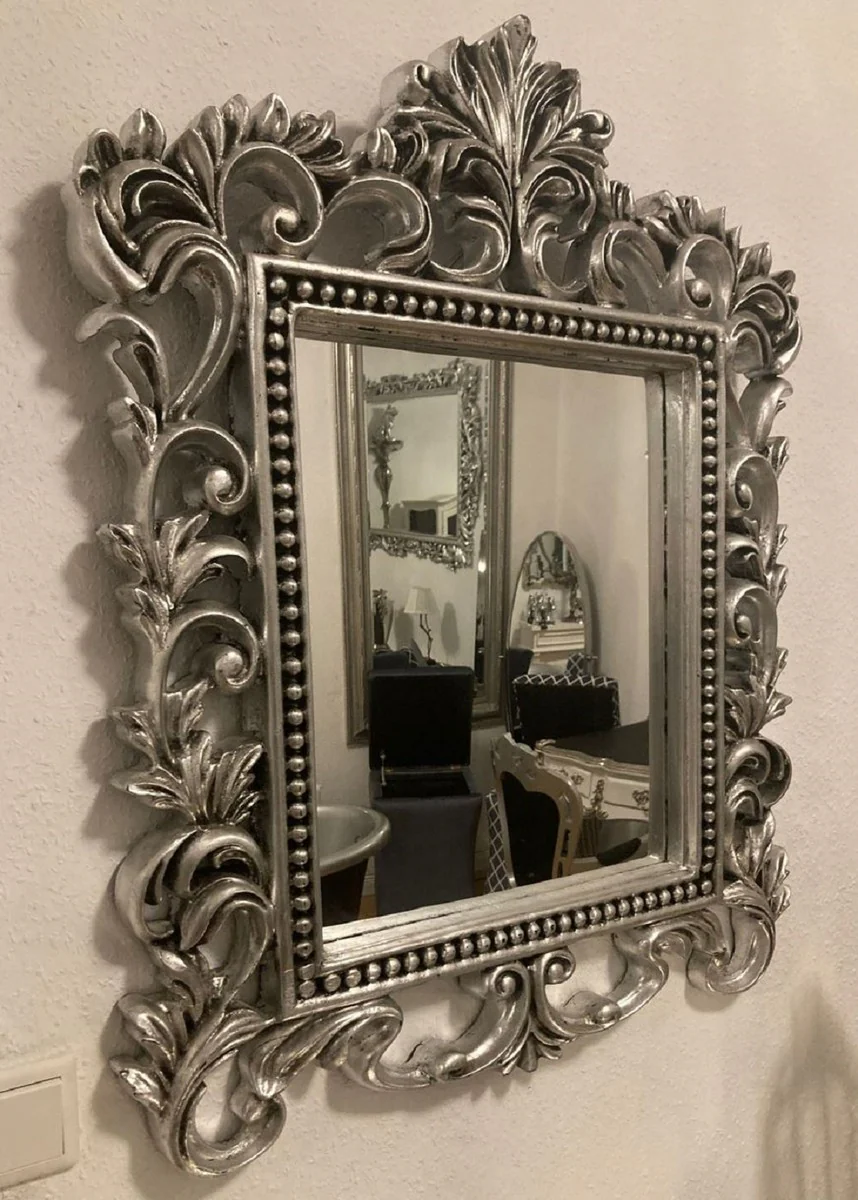 Baroque mirror silver - Magnificent wall mirror with elegant decorations - Baroque wardrobe mirror - Baroque style wall mirror - Baroque furniture - Noble & magnificent