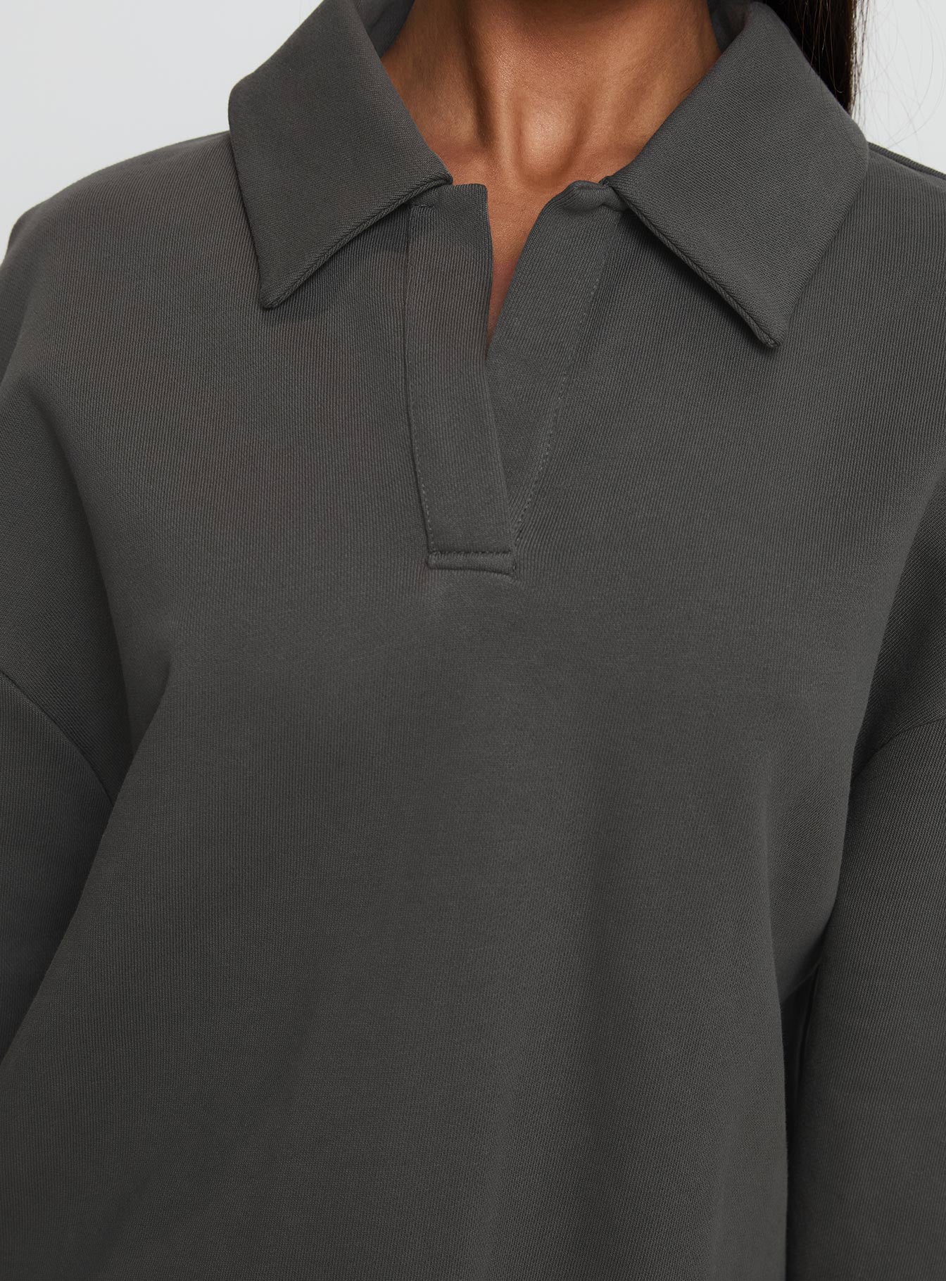 Back Around Collared Fleece Jumper Slate