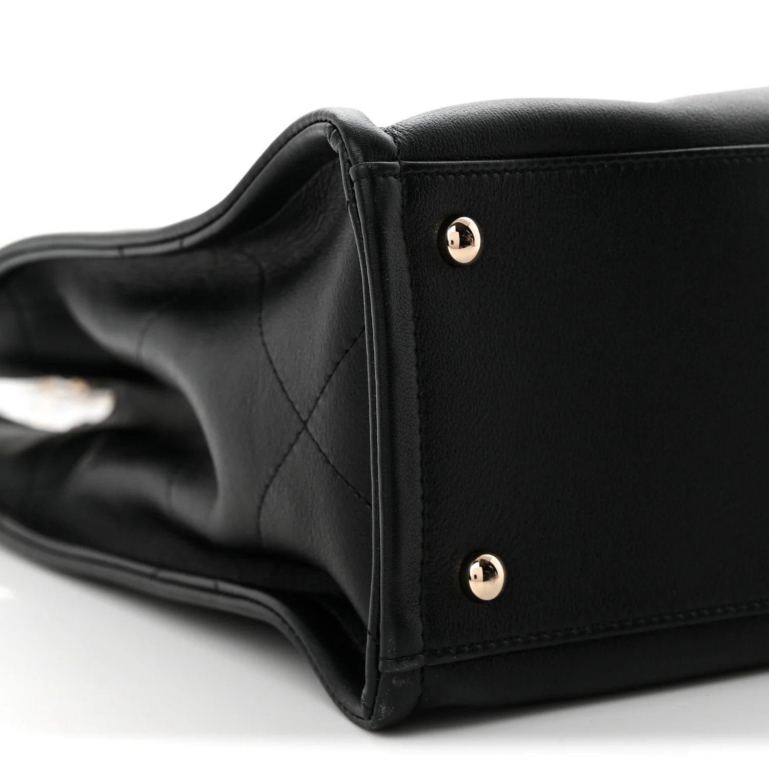 Calfskin CC Zipped Shopping Tote Black - Top Club