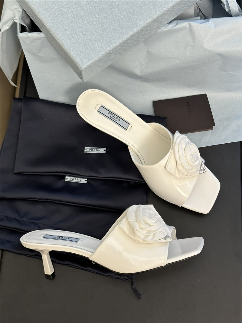 prada satin floral high heel slides - Sneaker Replica Workshop