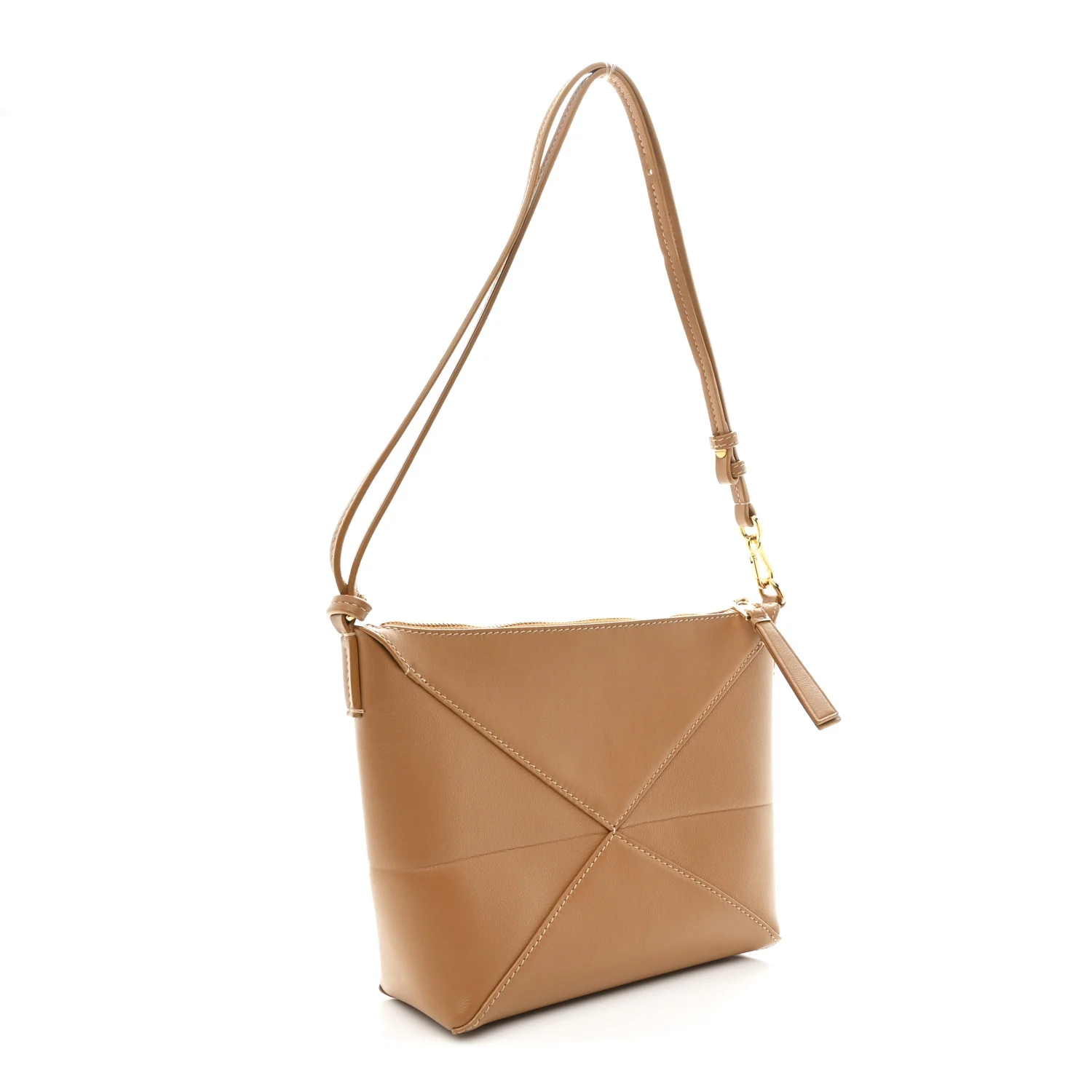 Shiny Calfskin Puzzle Fold Pouch Warm Desert - Top Club