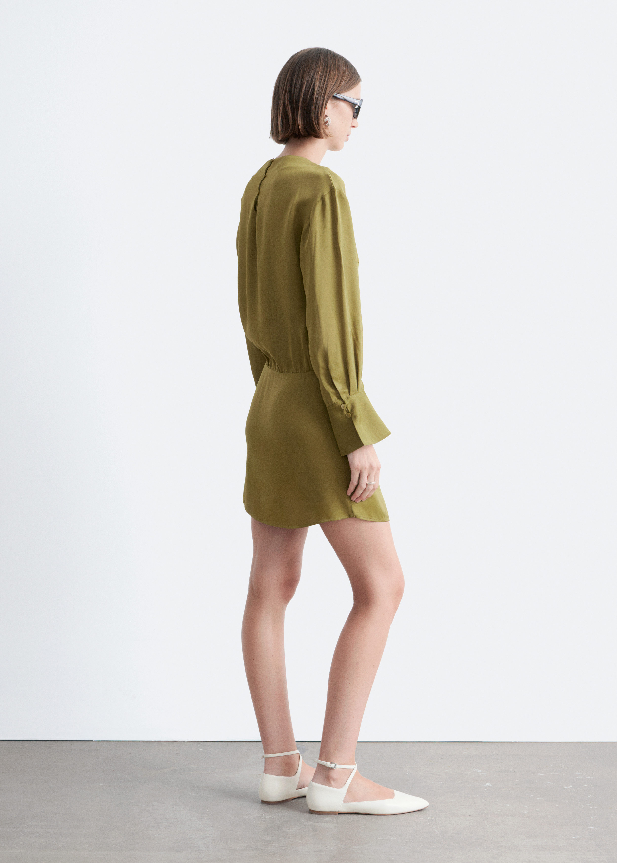 & Other Stories SATIN TIE-CLOSURE MINI DRESS