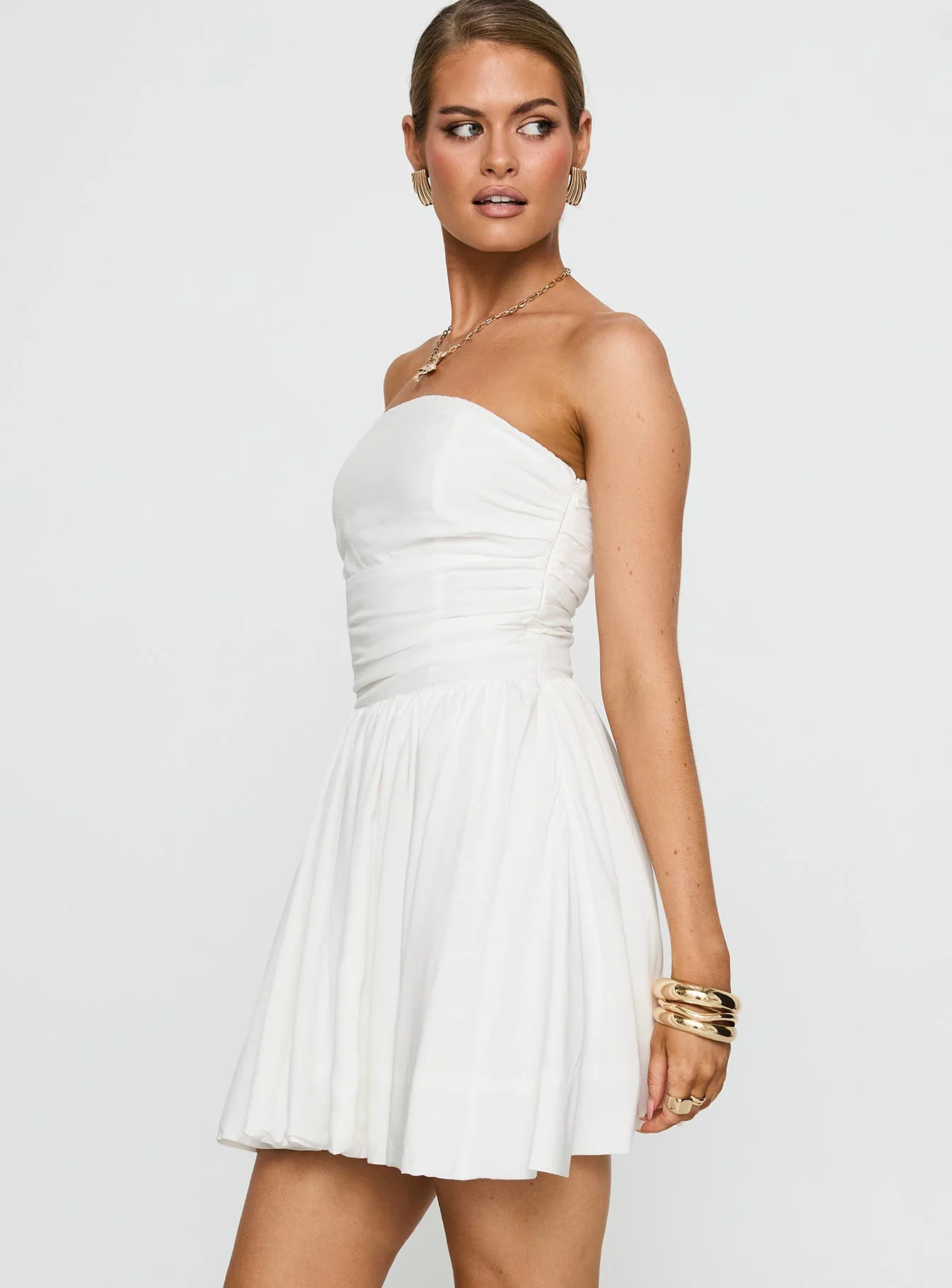 Rashida Strapless Mini Dress White