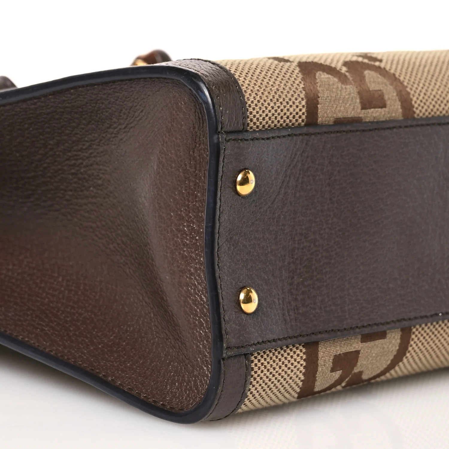 Monogram Jumbo GG Textured Dollar Calfskin Small Diana Tote Bag Camel Ebony New Acero - Top Club
