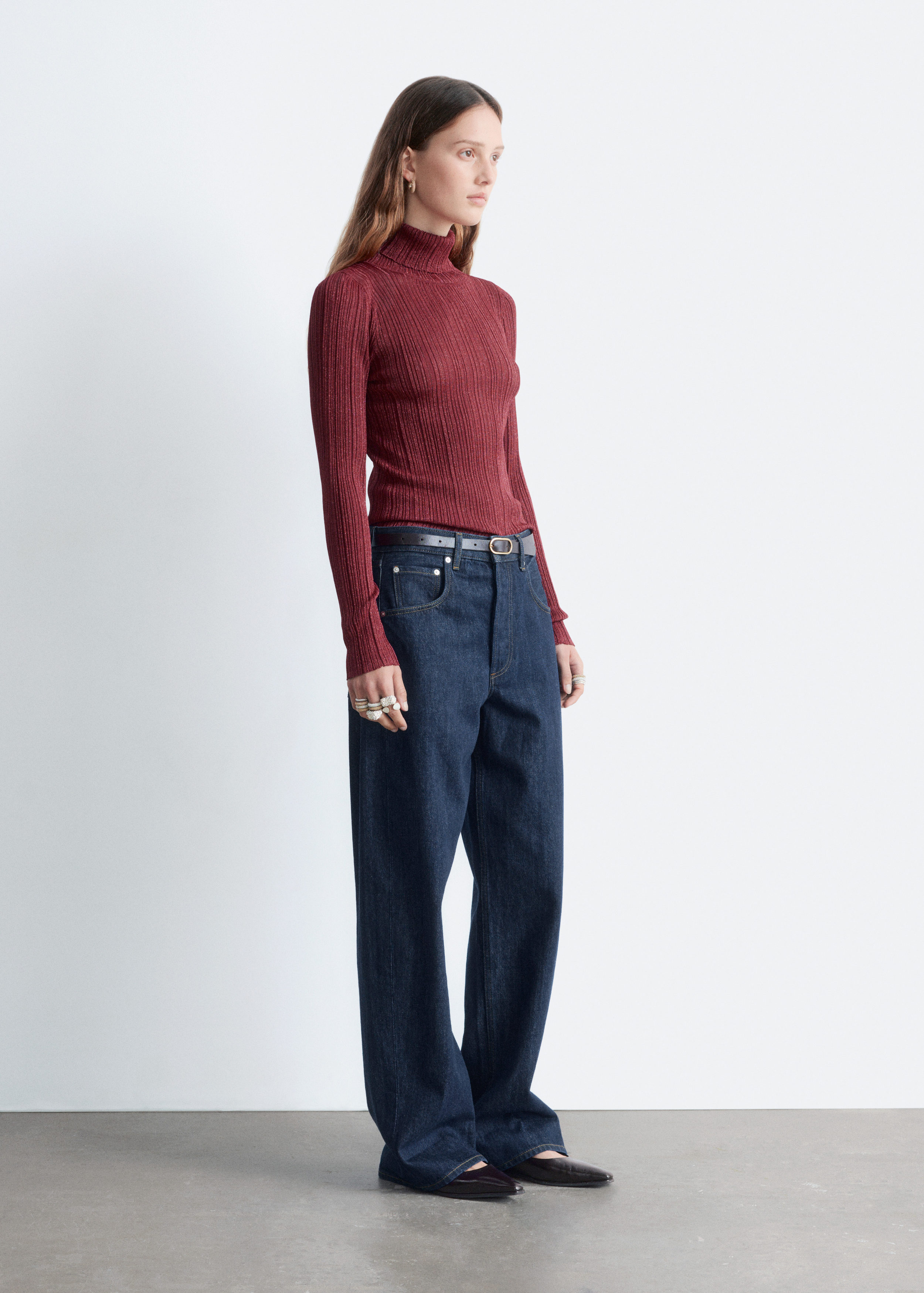 & Other Stories RIB-KNIT LUREX TURTLENECK