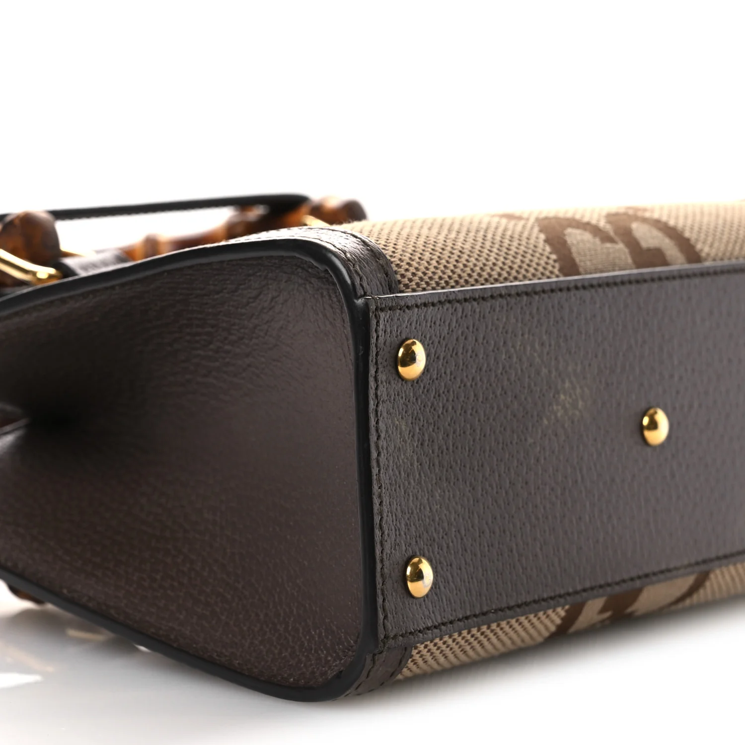 Monogram Jumbo GG Textured Dollar Calfskin Mini Diana Tote Bag Camel Ebony New Acero - Top Club