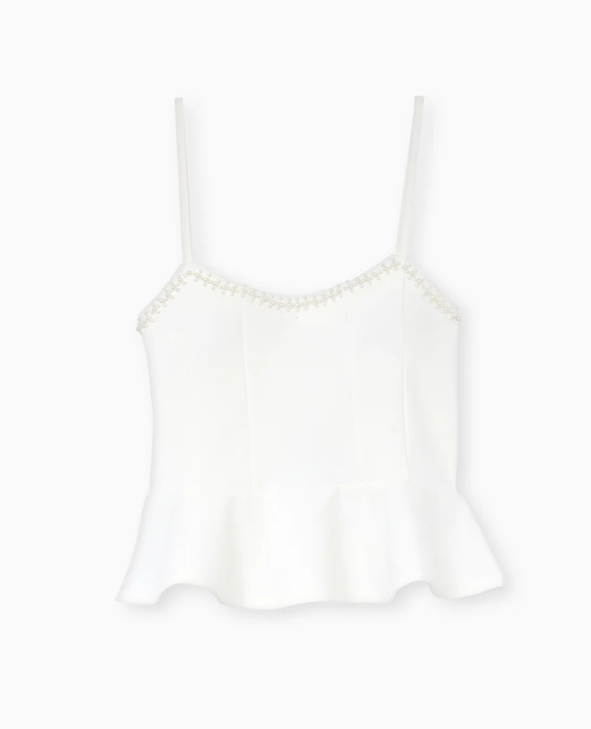 Pimkie Top peplum à bretelles avec perles