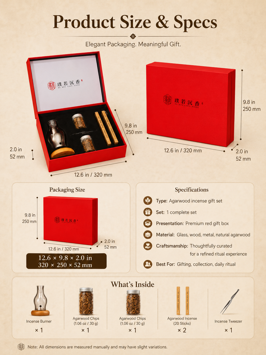 Premium Agarwood Incense Gift Set with Burner