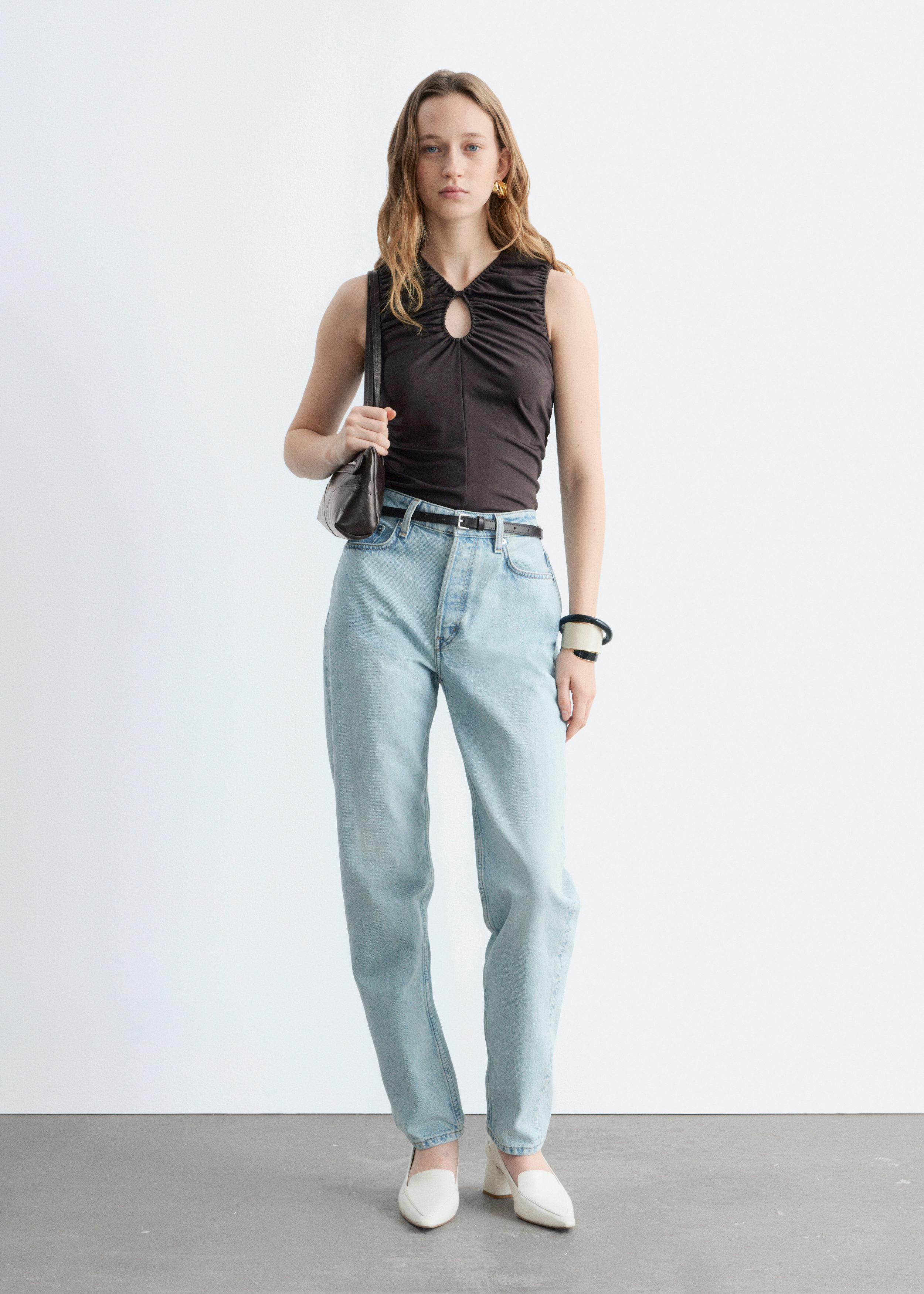 & Other Stories RUCHED KEYHOLE-NECK TOP