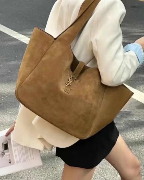 Saint Laurent Women's Brown Suede Bea Tote Bag - Top Club