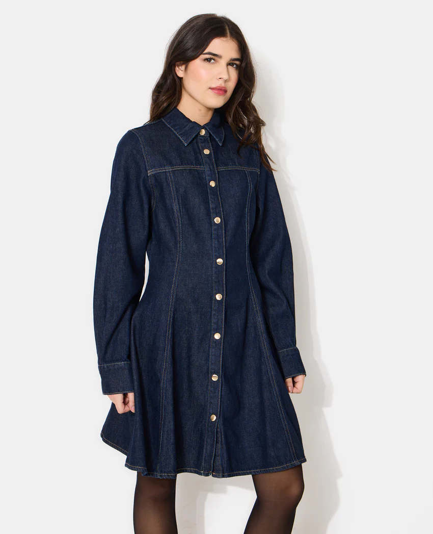 Pimkie Robe en jean courte évasée et boutonnée