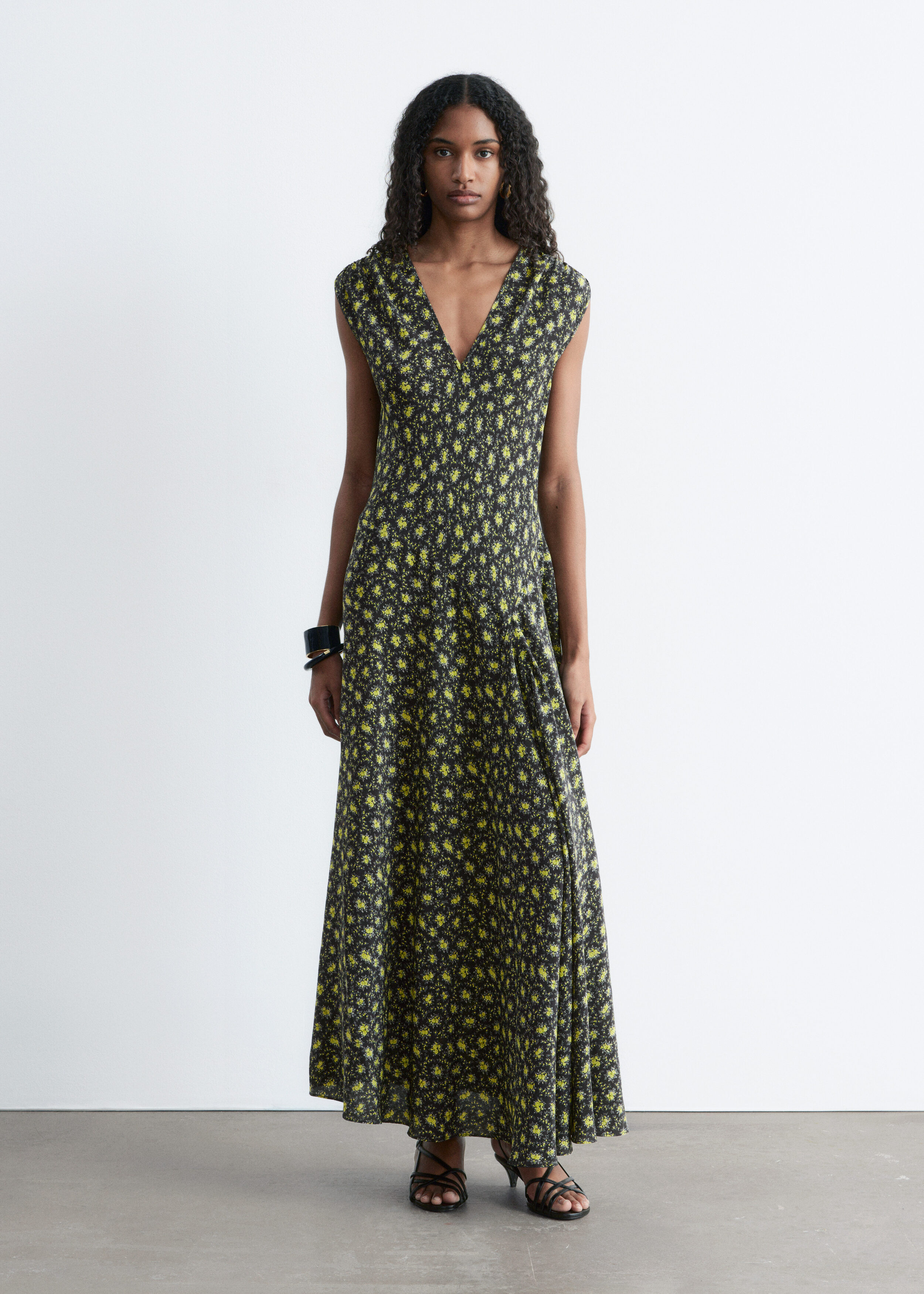 & Other Stories V-NECK SILK MAXI DRESS