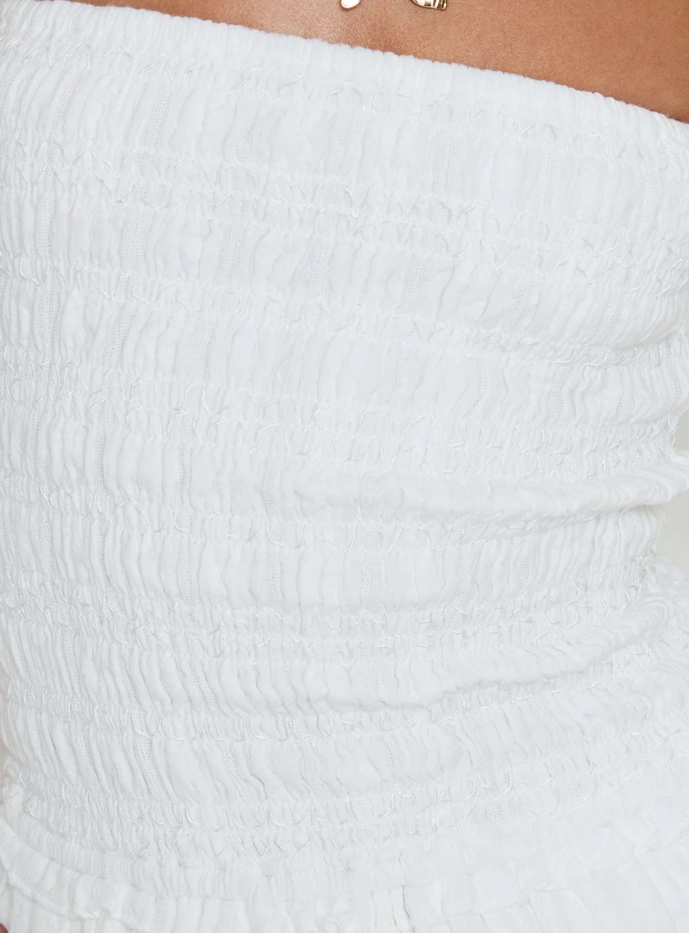 Ayanni Shirred Strapless Mini Playsuit White