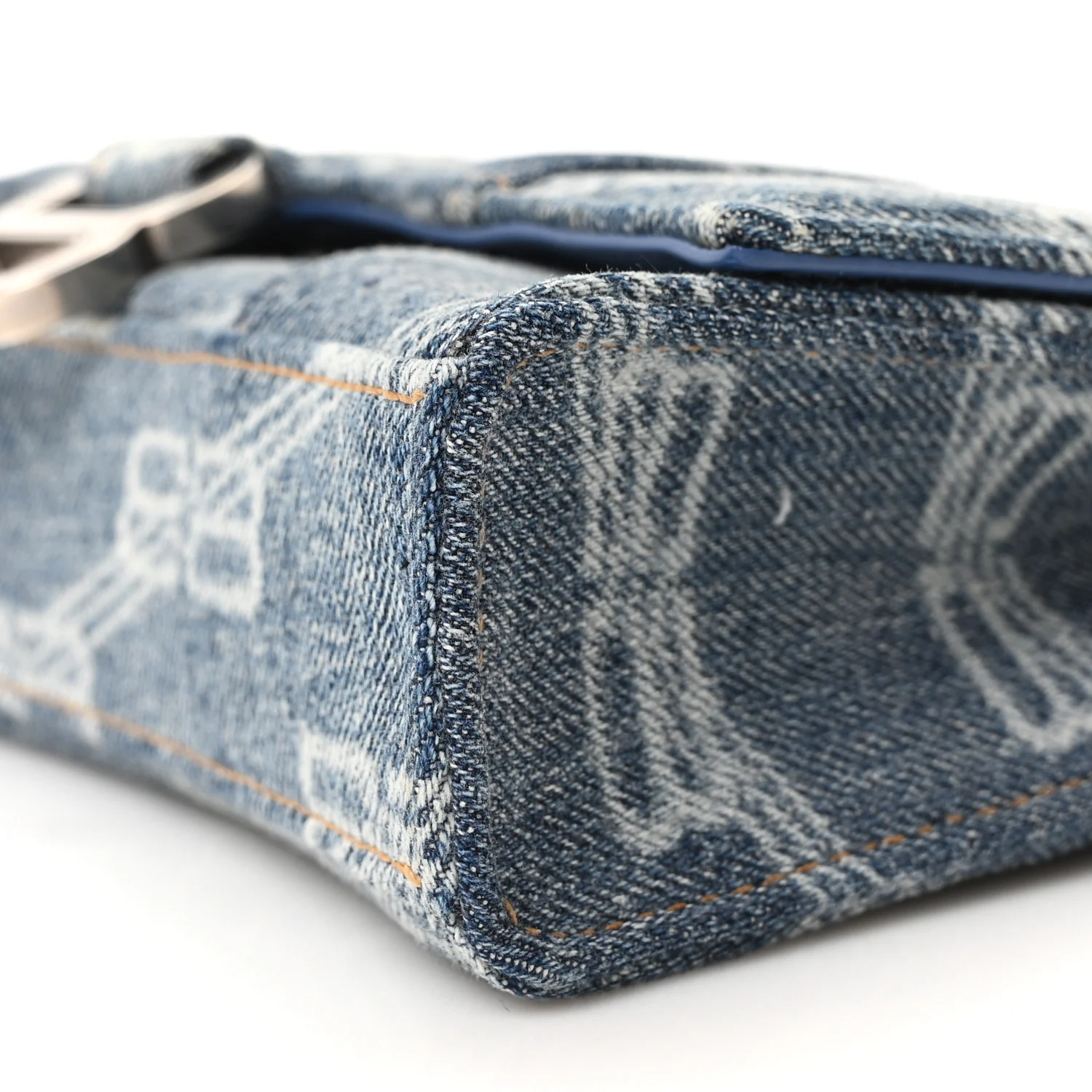 Denim BB Monogram Hourglass Chain Bag Blue - Top Club