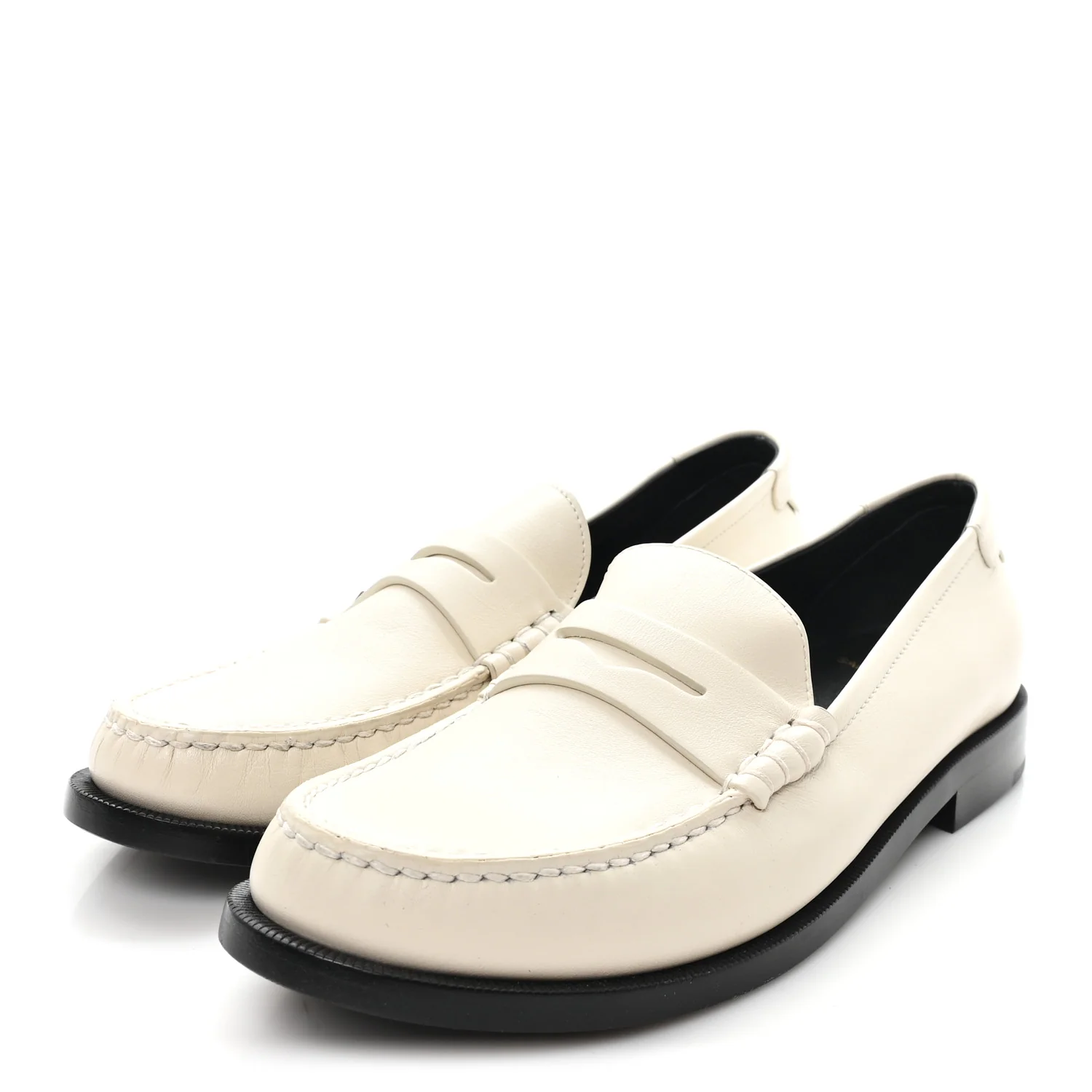 Calfskin Penny Loafers 41.5 Pearl - Top Club