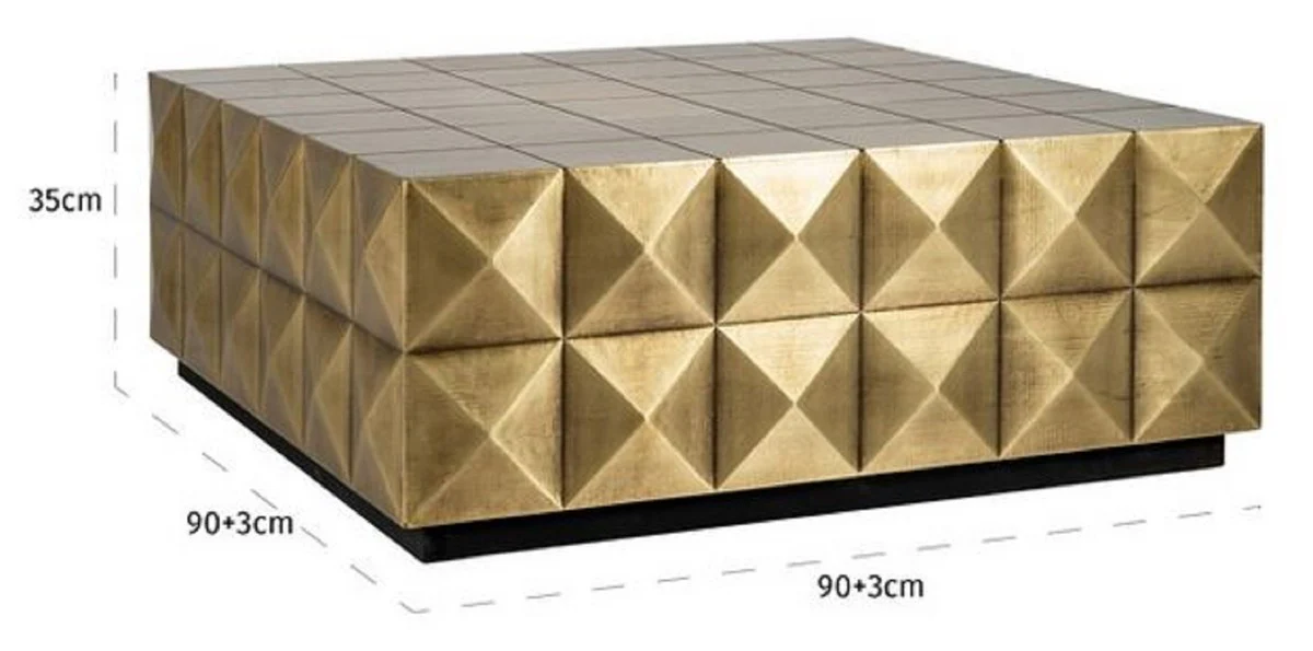 Luxury coffee table gold / black 90 x 90 x H. 35 cm - Square living room table - Living room furniture - Hotel furniture - Luxury furniture - Luxury furnishings