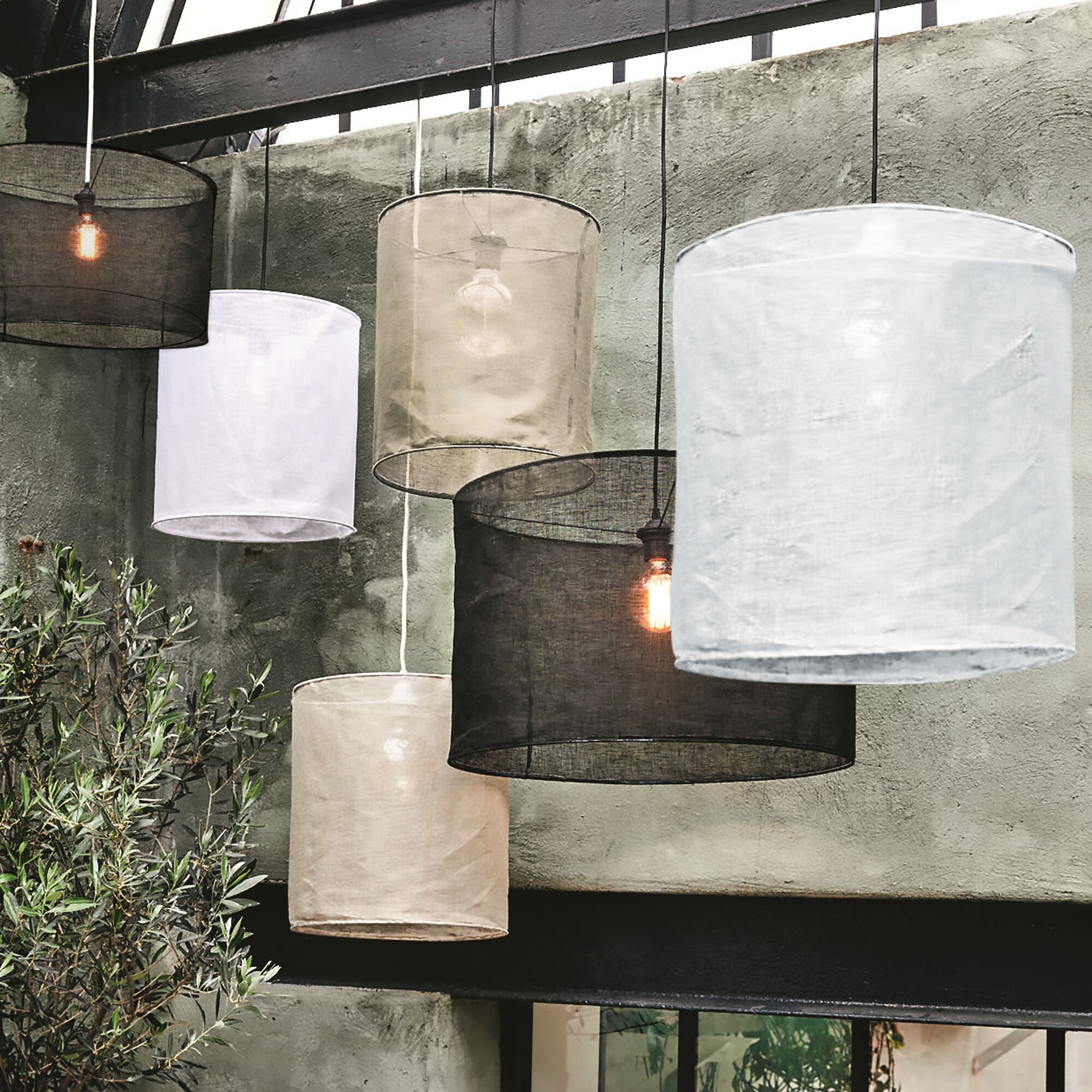 ORMES - Abat-jour cylindrique en lin D60cm - noir