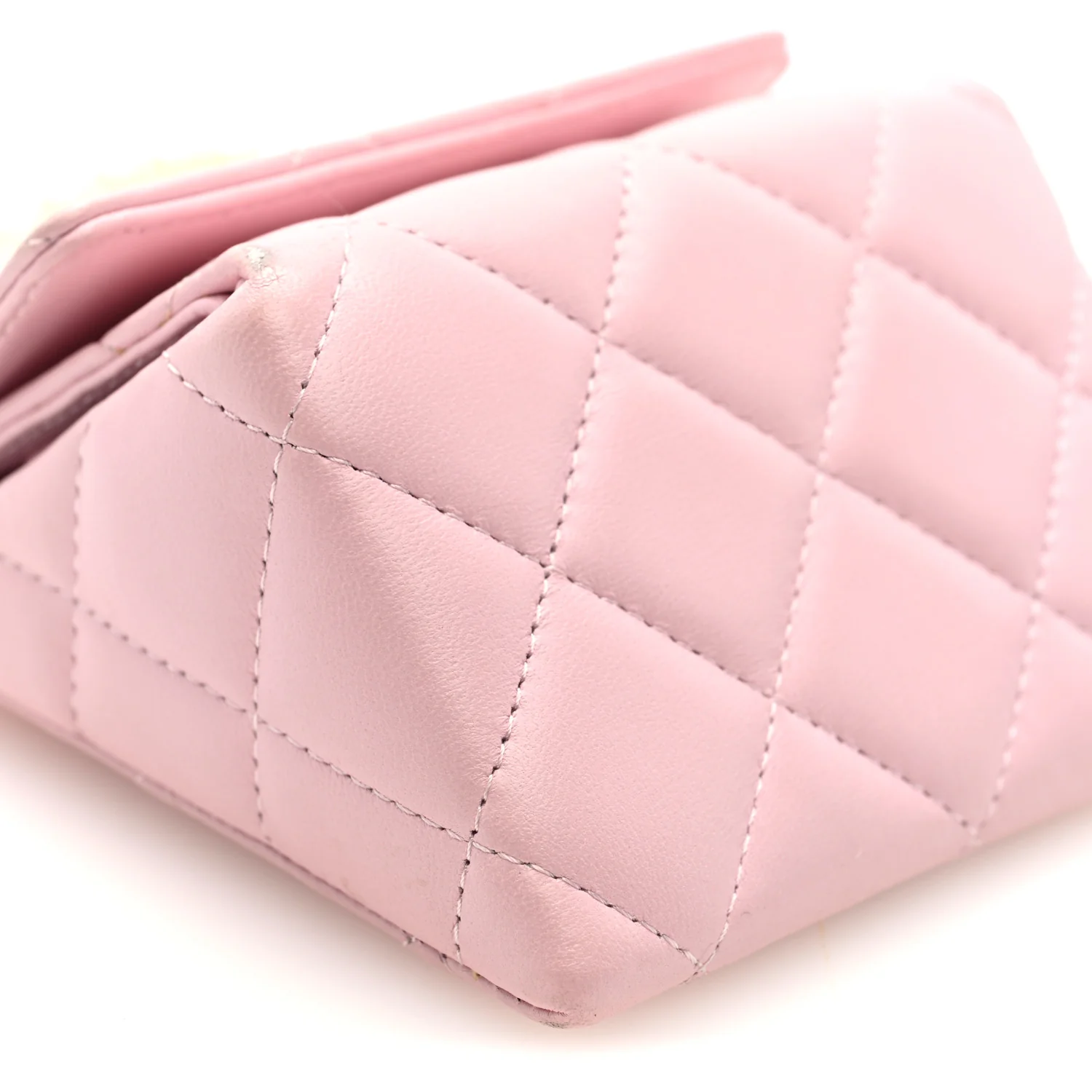 Lambskin Quilted Pearl Pyramid Clutch With Chain Pink - Top Club