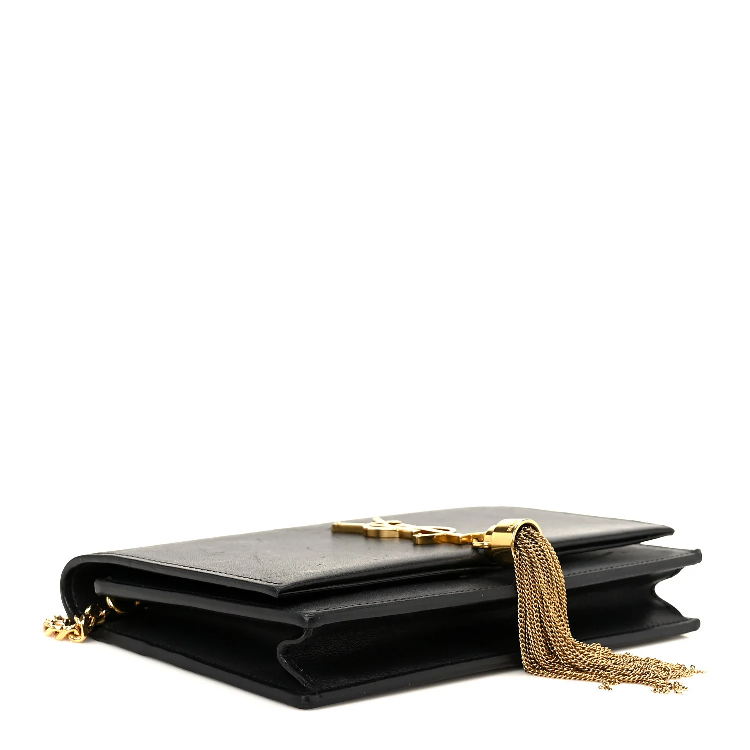 Smooth Calfskin Classic Monogram Kate Tassel Chain Wallet Black - Top Club