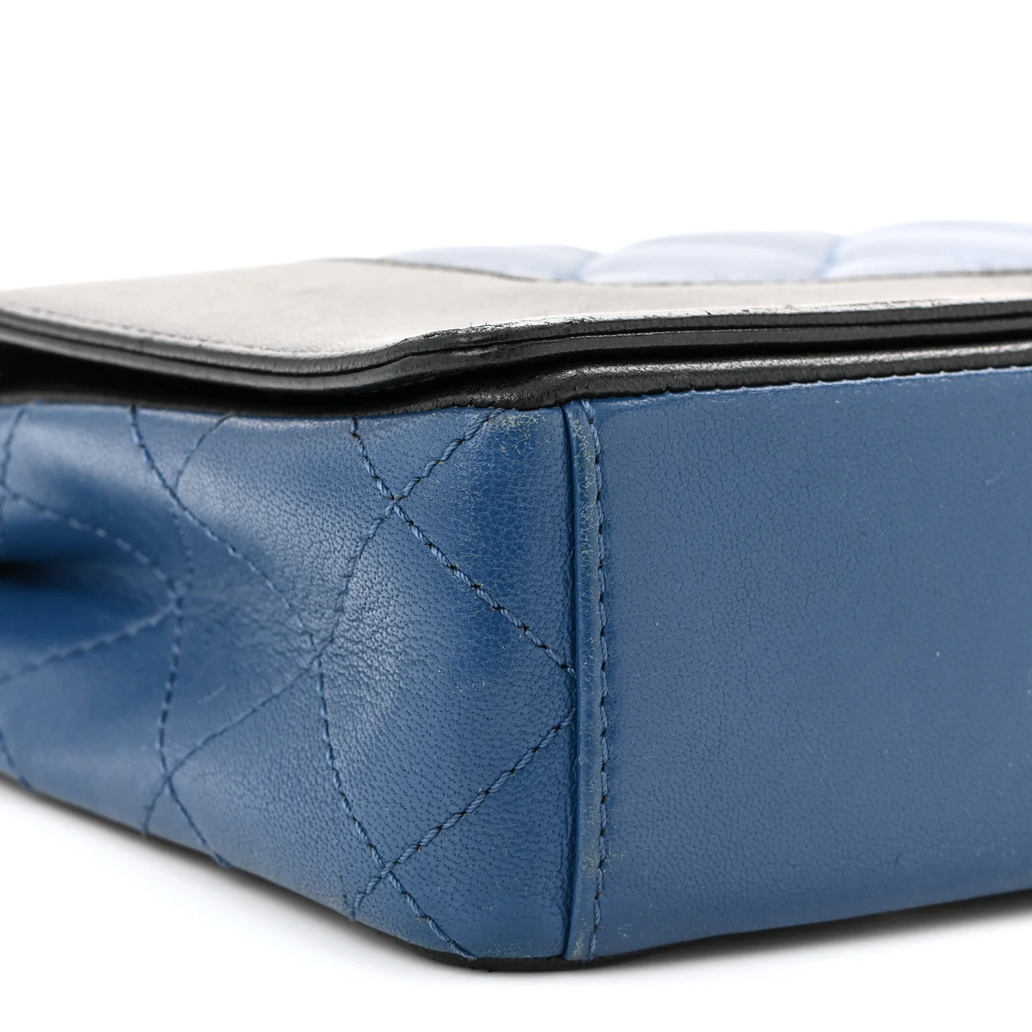 Sheepskin Quilted Small Mademoiselle Flap Black Blue - Top Club