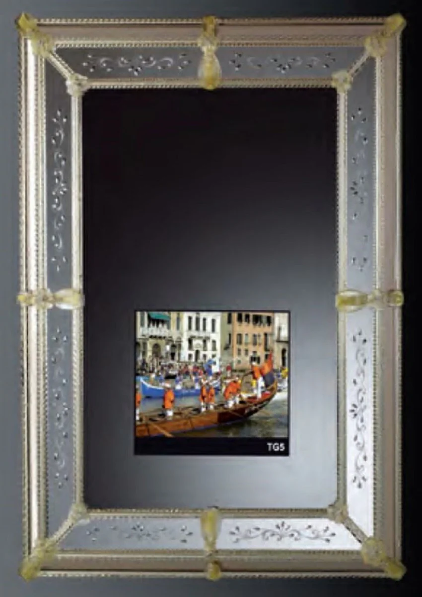 Luxury Baroque Mirror Gold - Magnificent wall mirror in Venetian style with integrated 19 inch TV - Hotel Furniture - Baroque Furniture - Luxury Furniture in Baroque Style - Made in Italy
