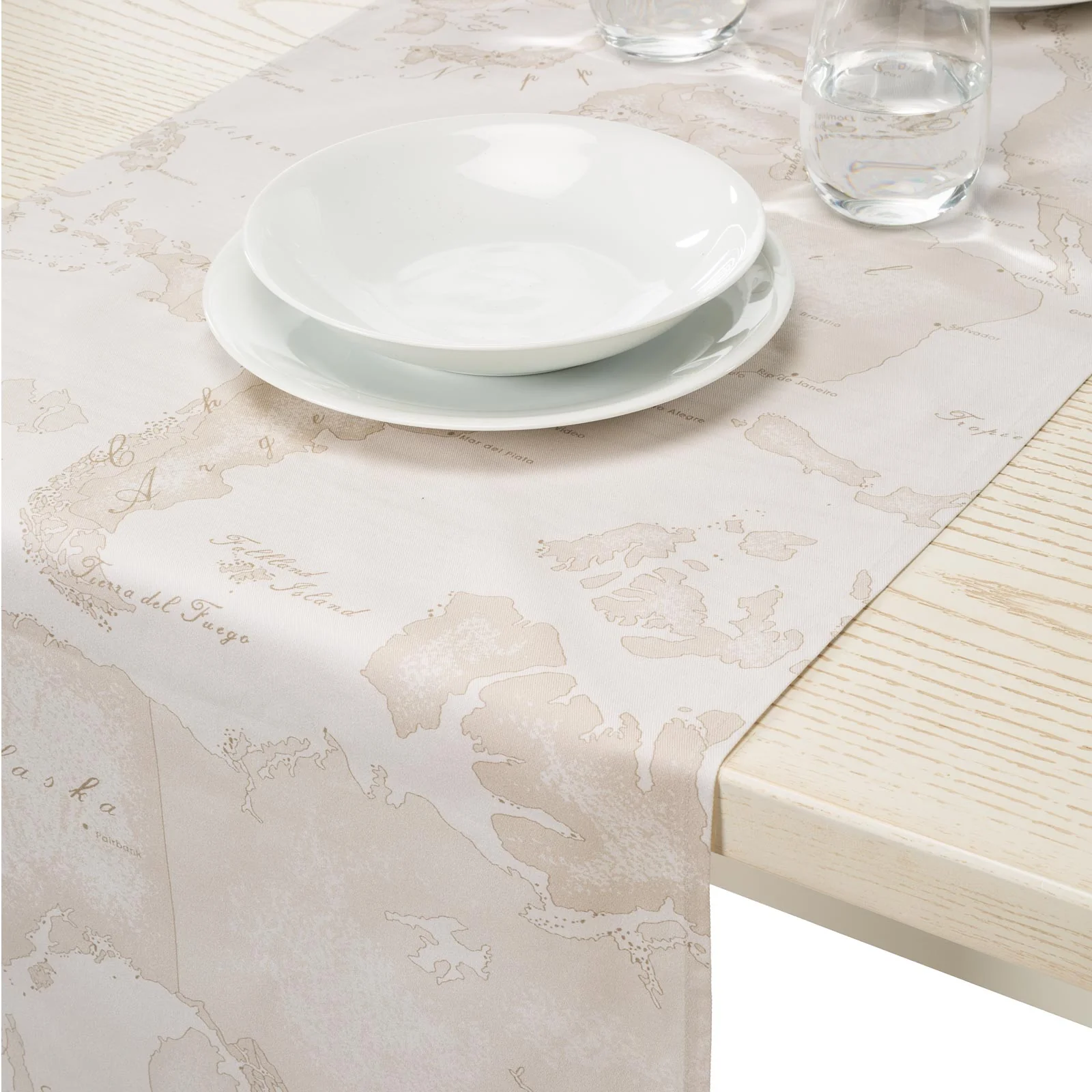 Runner Tavola In Cotone Geo White Cm. 50X150 Unica Alviero Martini 1A Classe