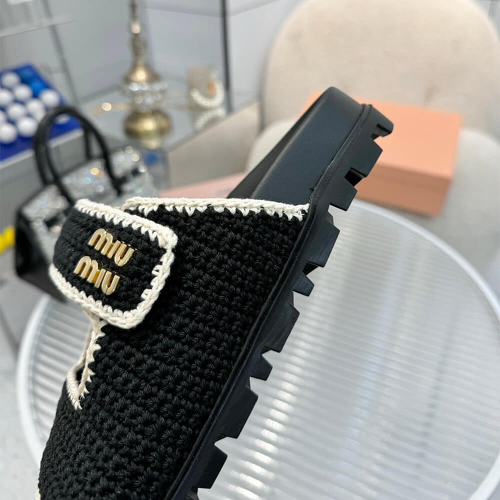 MiuMiu Crochet knit slides - Top Club