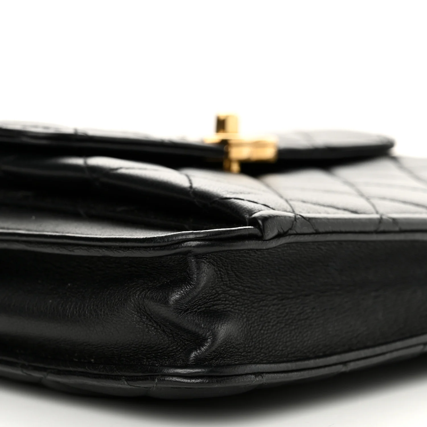 Lambskin Quilted Square Front Pocket Clutch With Chain Black - Top Club
