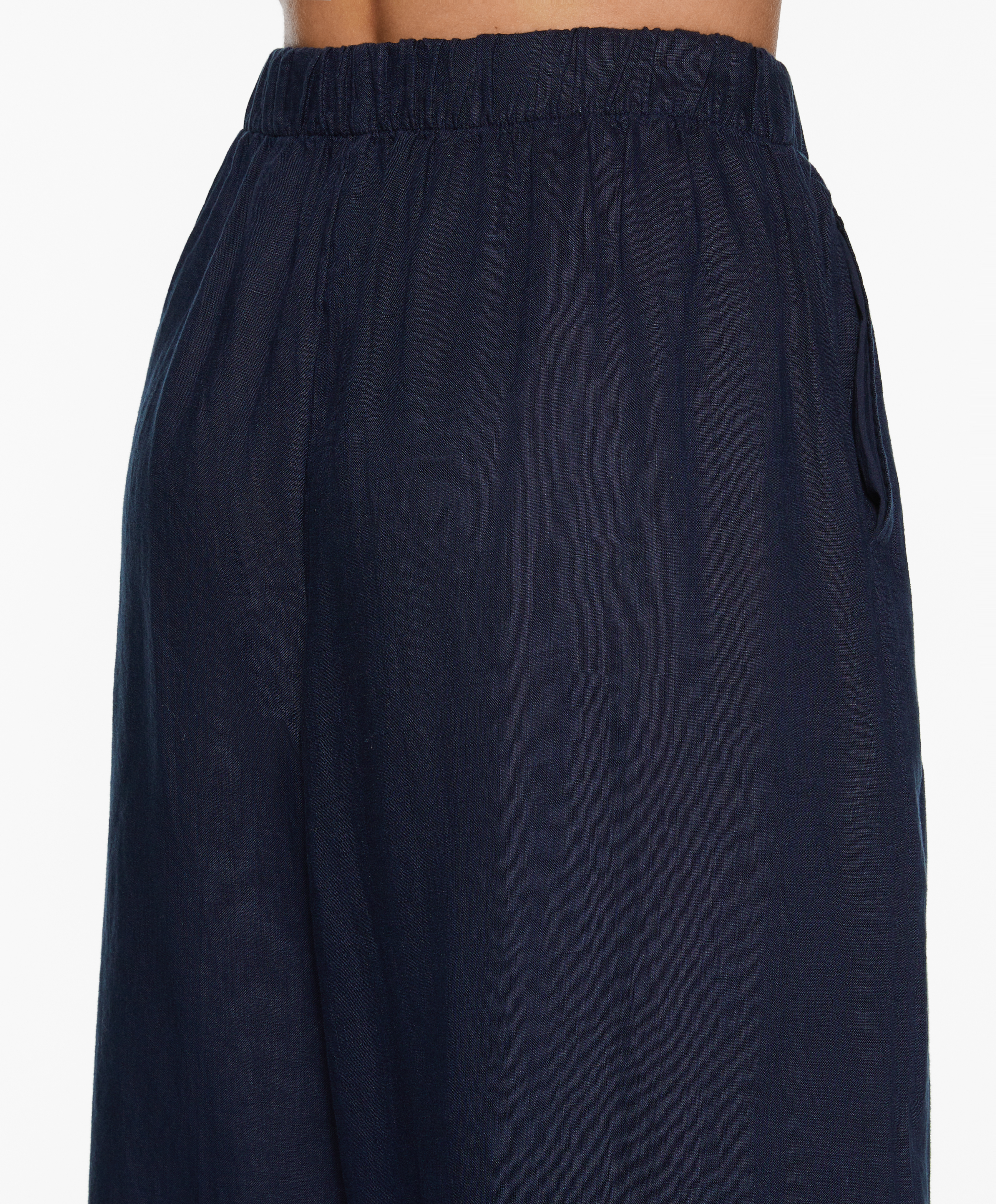 OYSHO 100% linen wide straight-leg trousers