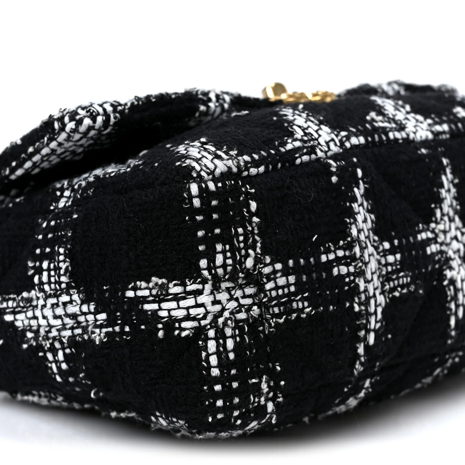 Tweed Quilted Medium Chanel 19 Flap Black White - Top Club