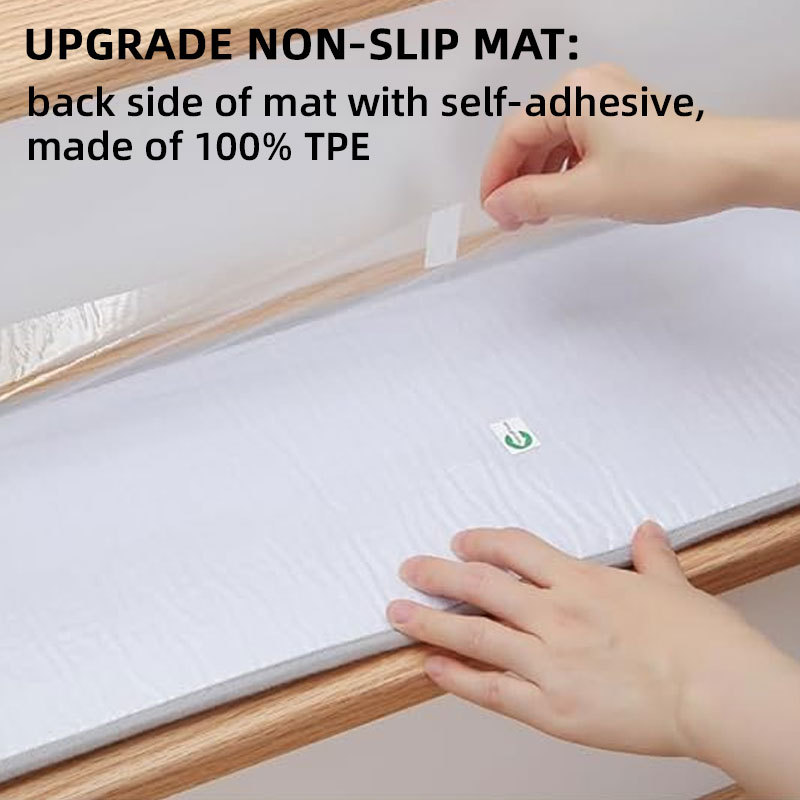 Nordic Style Stair Step Mats Solid Wood Floor Carpet Non-slip Self-adhesive Foot Mat Custom Deco Carpet Stair Mat for Walking（10 pcs）