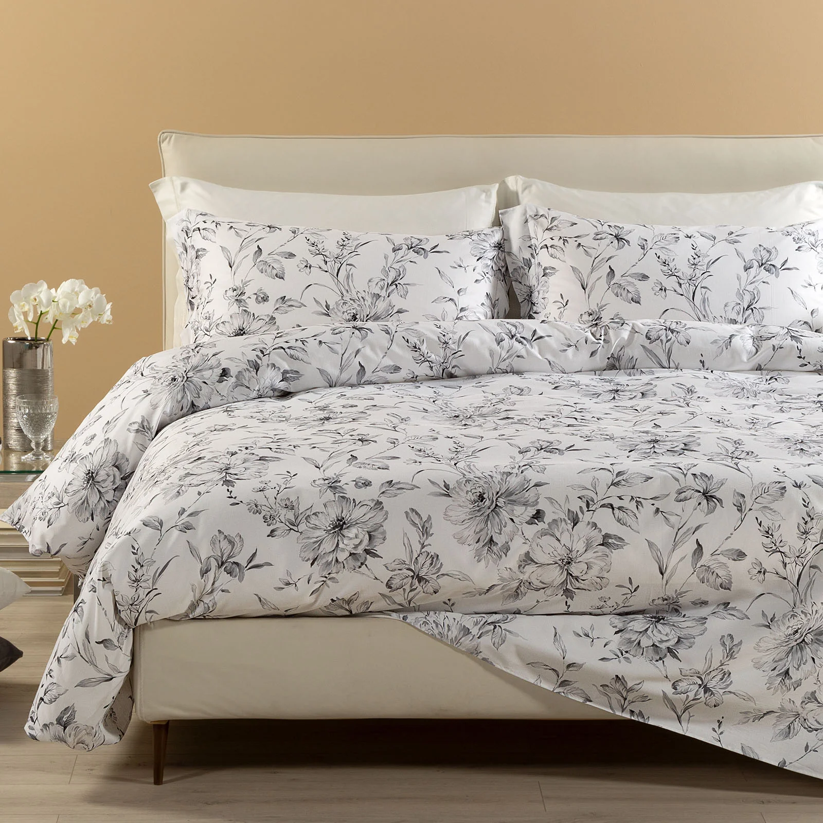 Completo Copripiumino In Raso Di Cotone Tea Matrimoniale Unica Dreaming