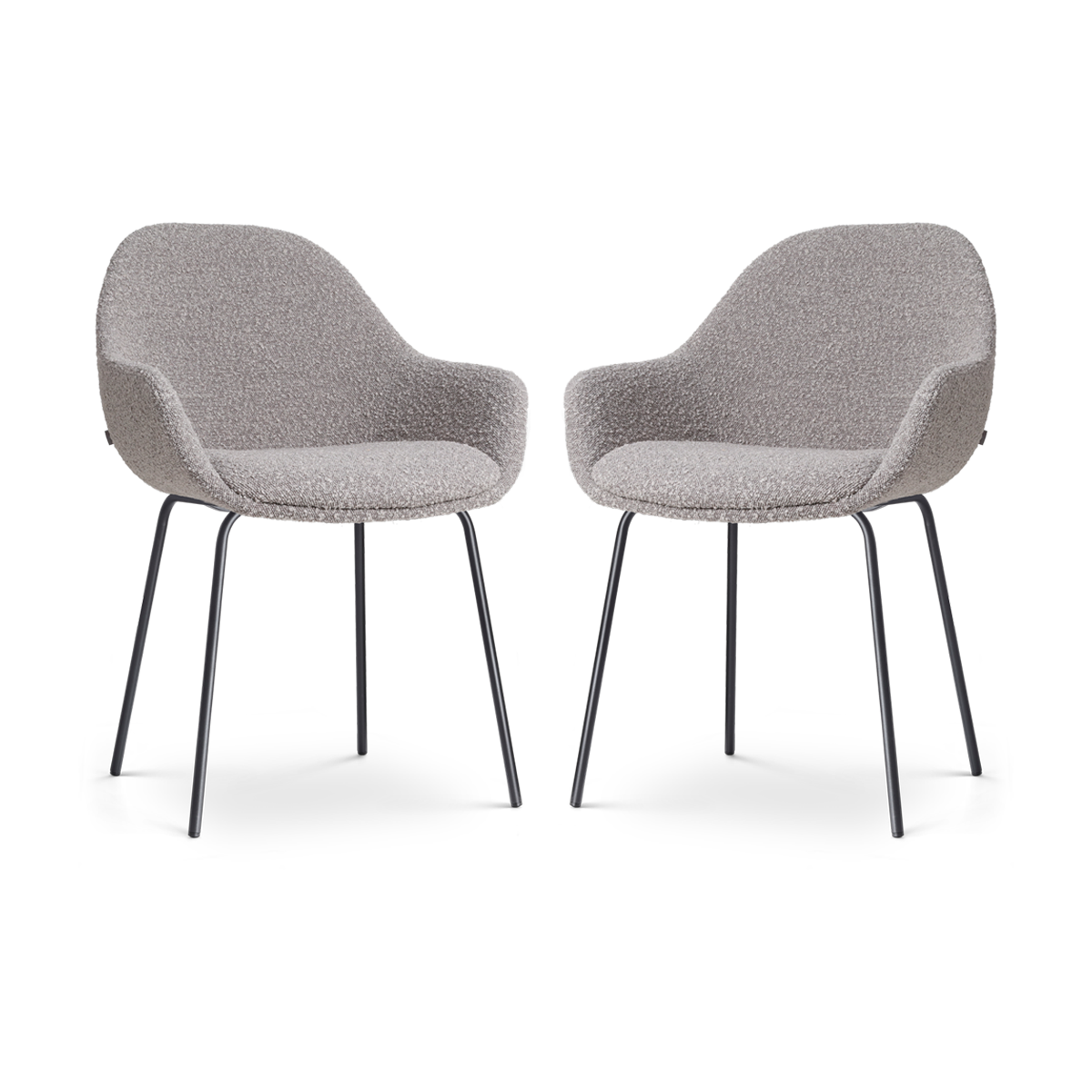Eetkamerstoel Nora-Mae bouclé taupe - zwart - set van 2