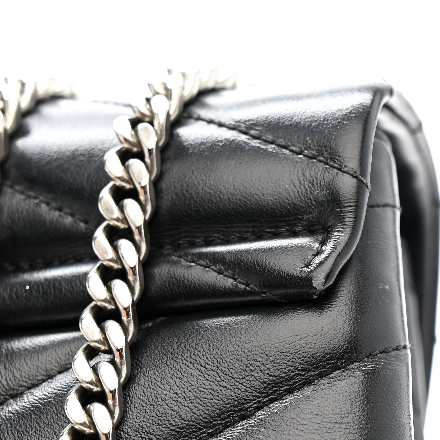 Calfskin Y Quilted Monogram Medium Loulou Chain Satchel Black - Top Club