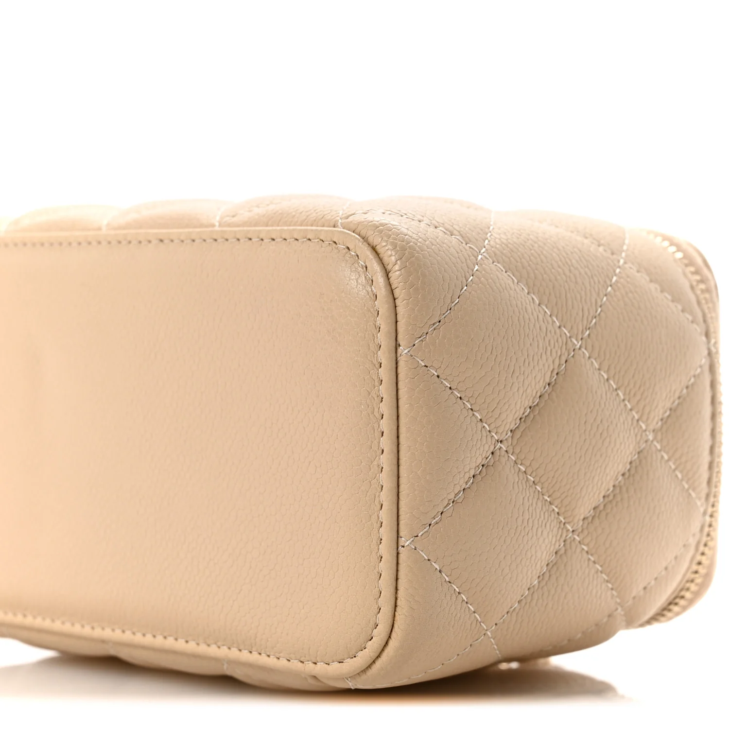 Caviar Quilted Small Tiny CC Vanity Case With Chain Beige - Top Club