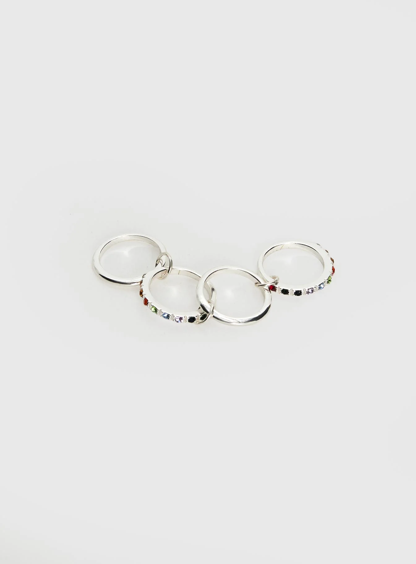 Leanah Stacked Gemstone Ring Silver