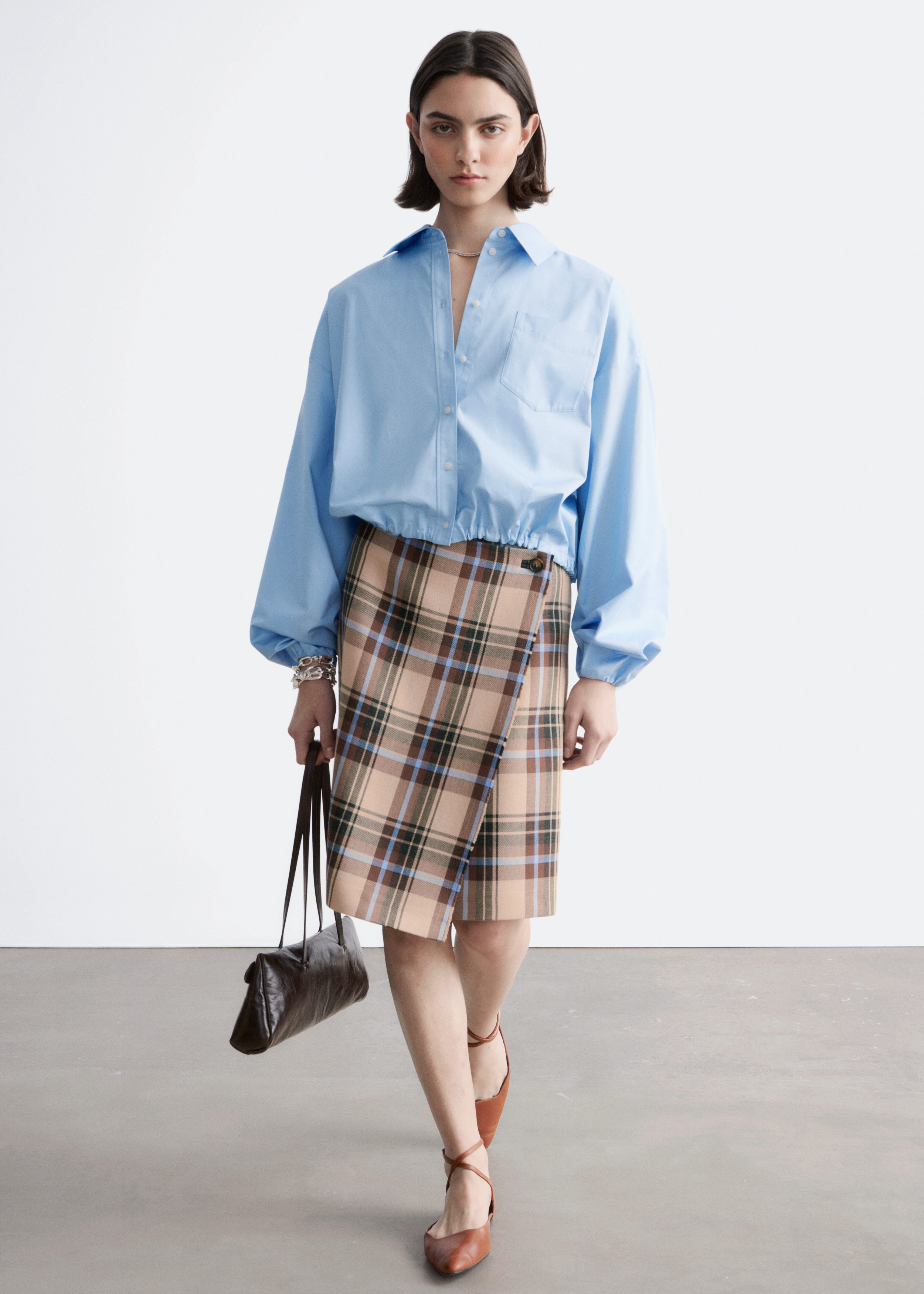 & Other Stories KNEE-LENGTH TARTAN WRAP SKIRT