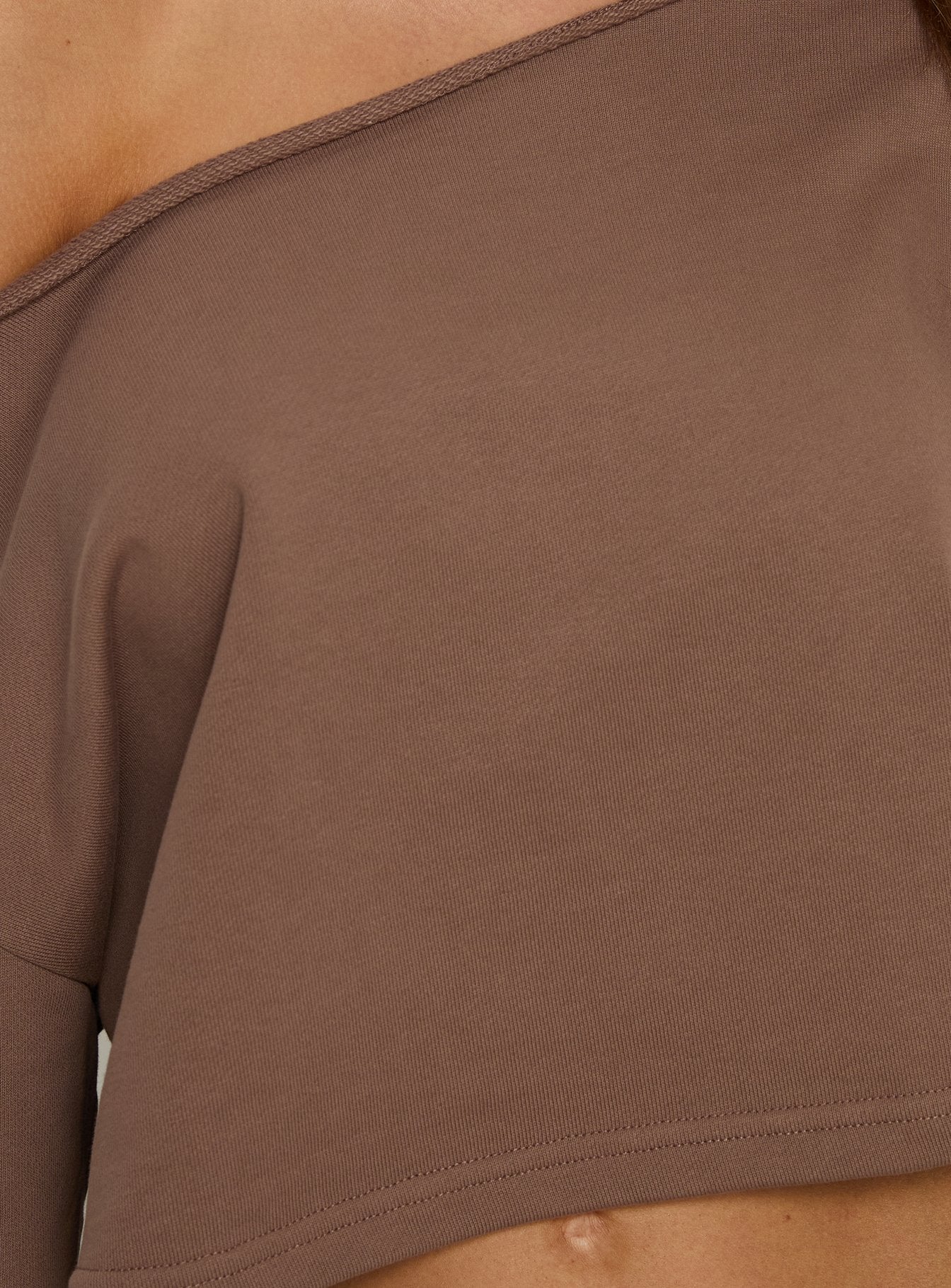 Retreat Raw Edge Off Shoulder Jumper Cocoa