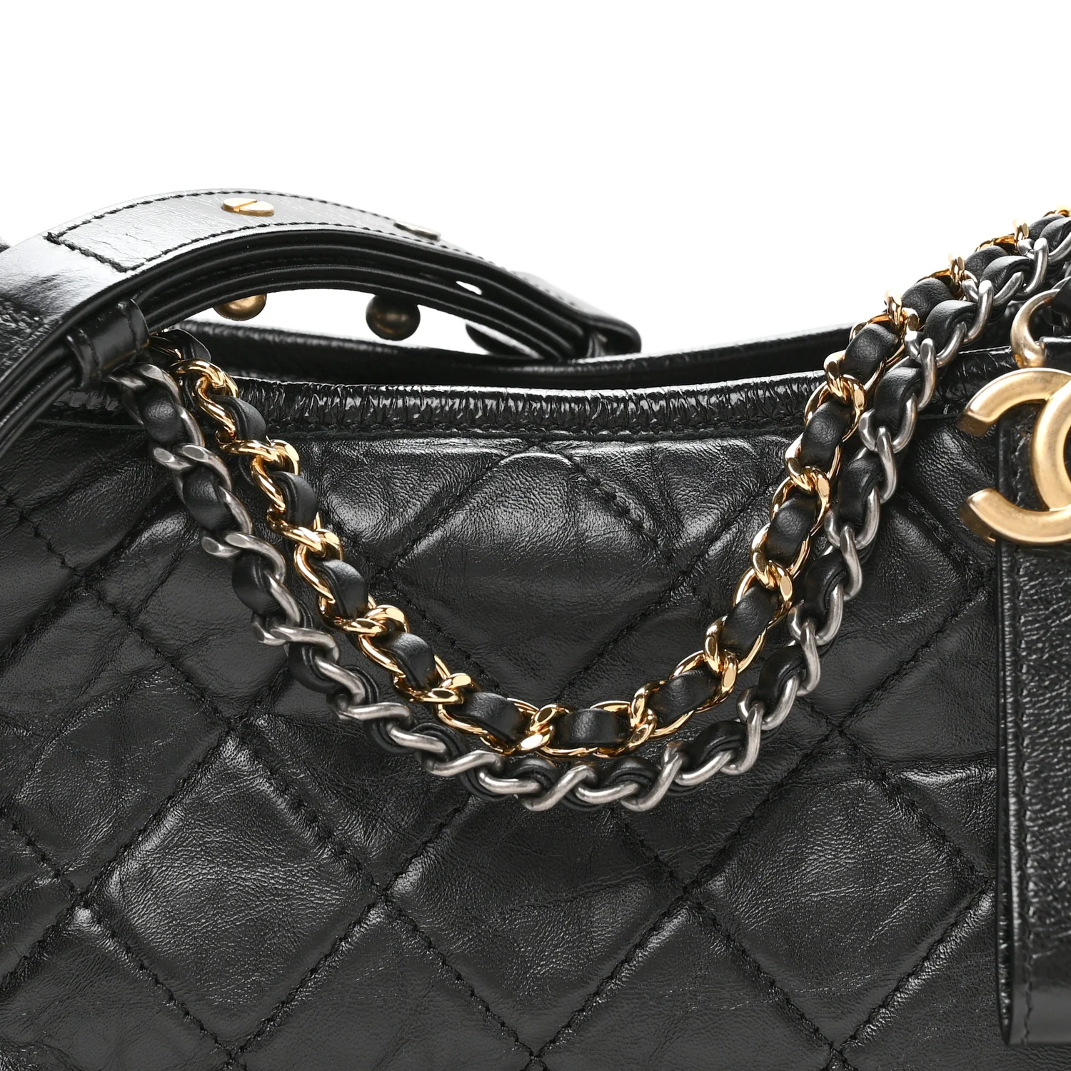 Aged Calfskin Quilted Small Gabrielle Logo Hobo Black - Top Club