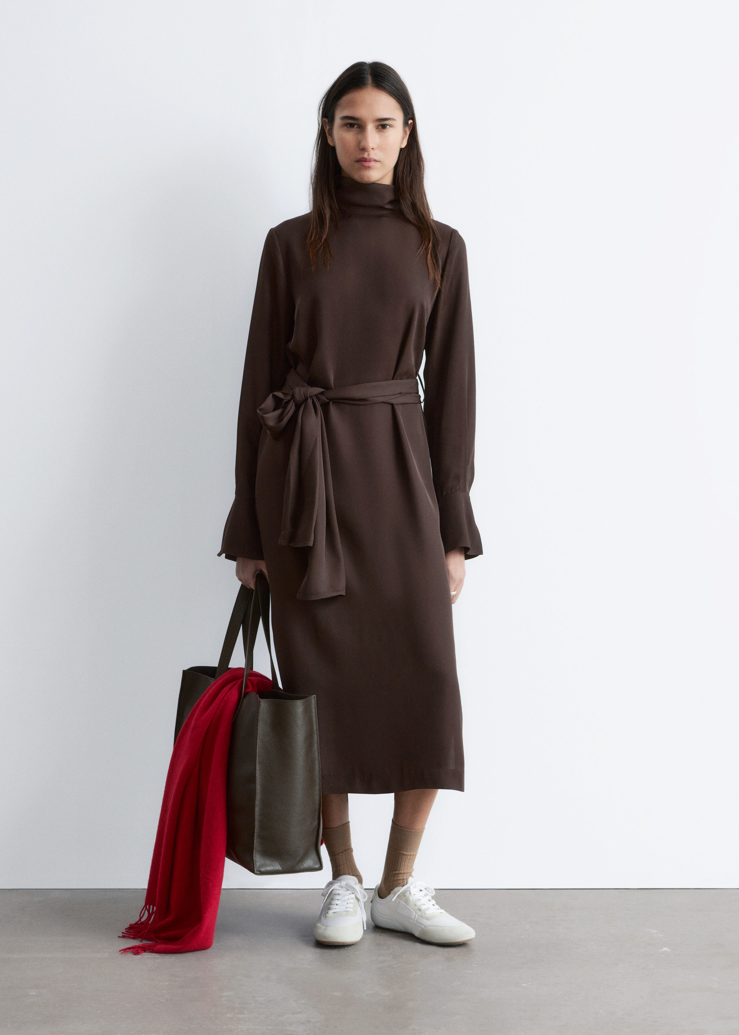 & Other Stories SCARF-NECK MIDI DRESS