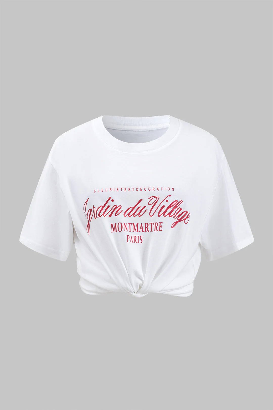 Retro Print Letter Round Neck Short Sleeve T-Shirt