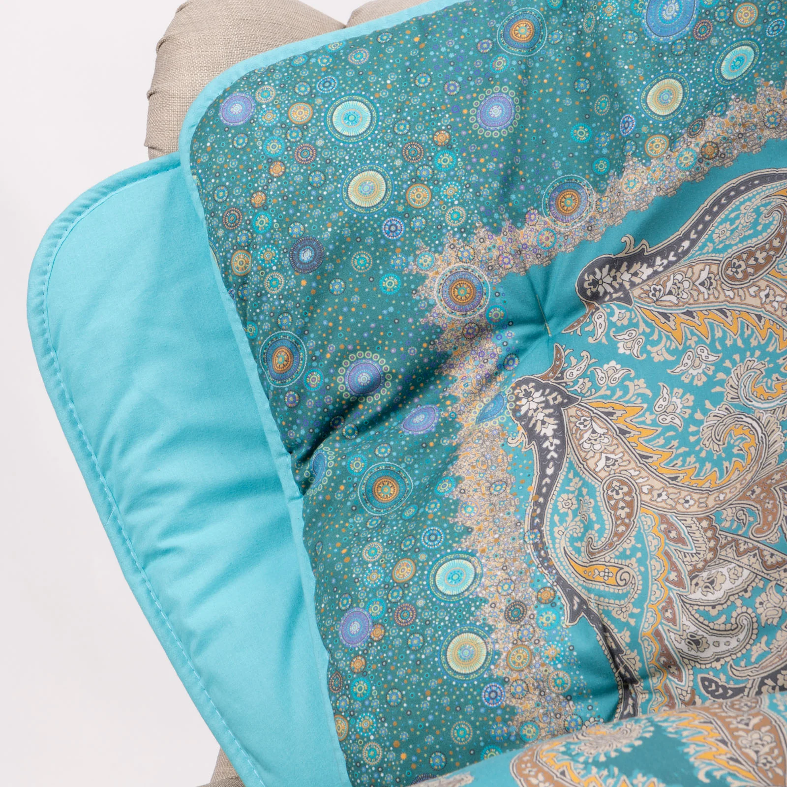 Plaid Scaldotto In Cotone Pettinato Serenissima Cm. 130X170 Turchese Caleffi