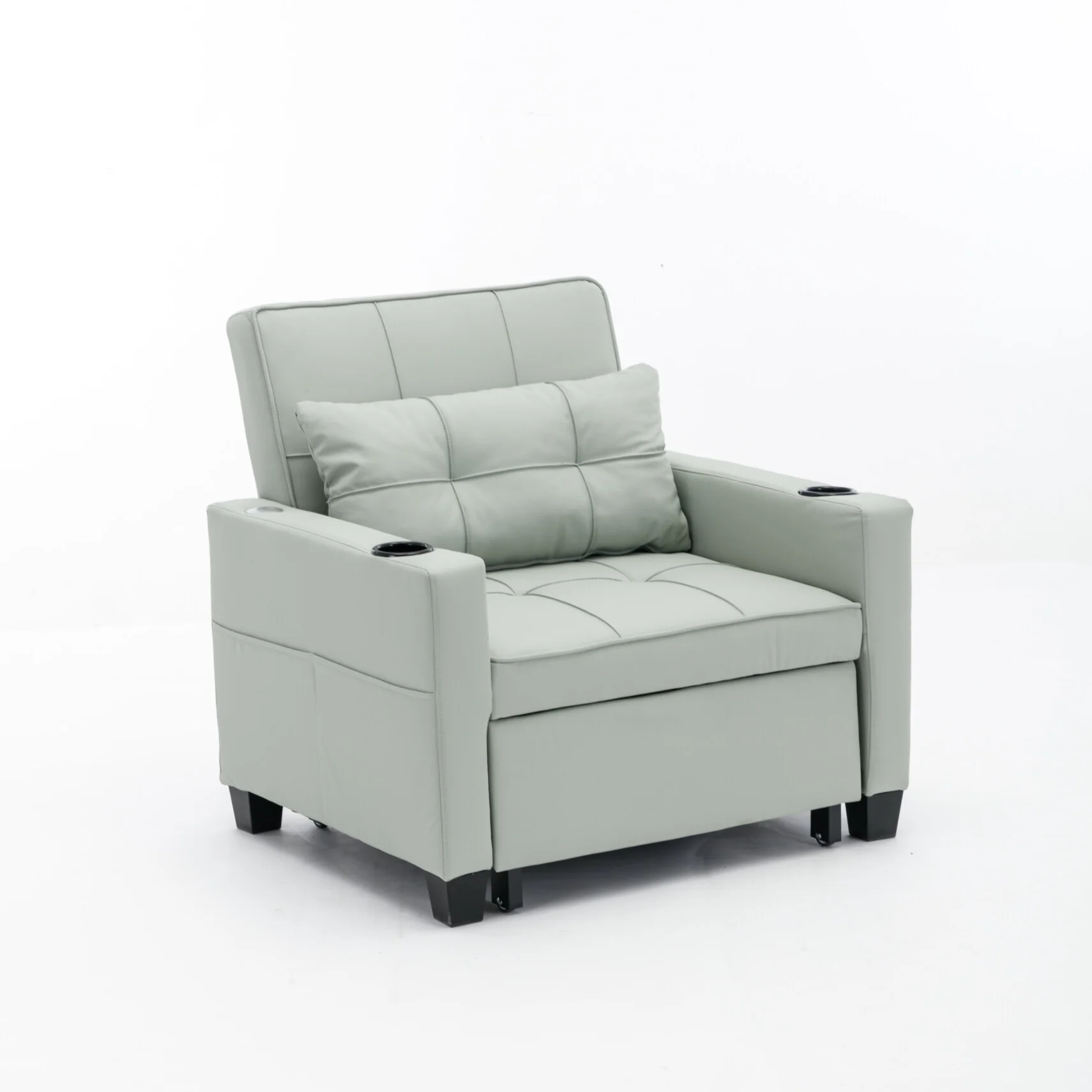 Convertible Futon Sofa Bed, 3 - in - 1 Multi - Functional Sleeper Chair Bed with USB Ports, Adjustable Backrest Recliner, for Living Room Bedroom Small Space, Tech Cloth, Dark Grey